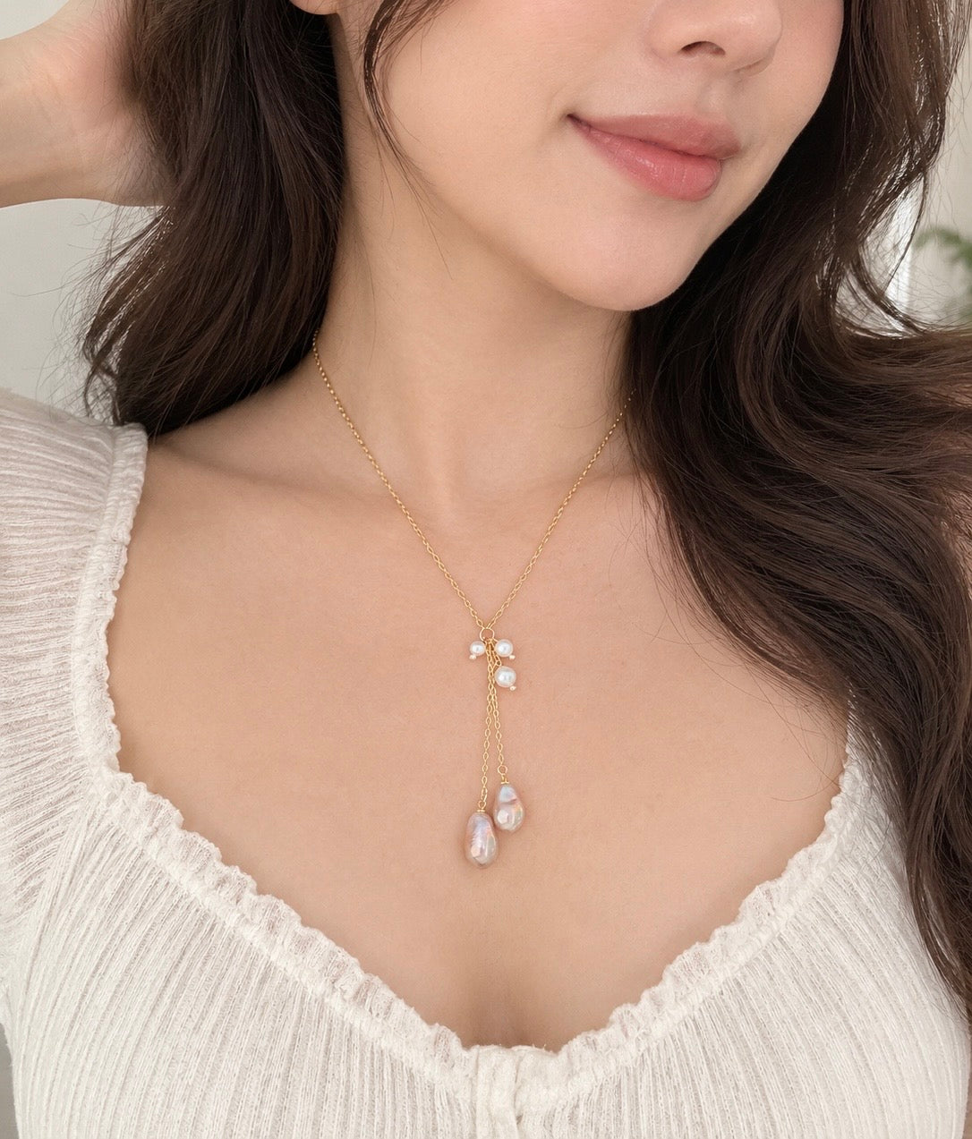 Iridescent Baroque Drop Pearls