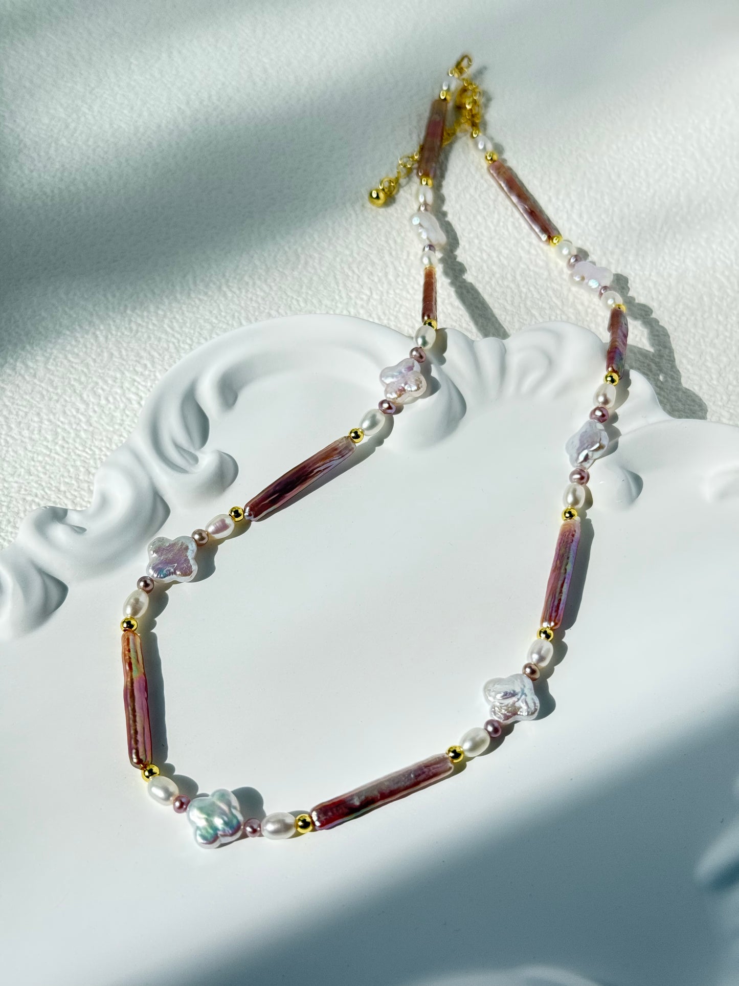 Purple Baroque & Clover Freshwater Pearl Necklace