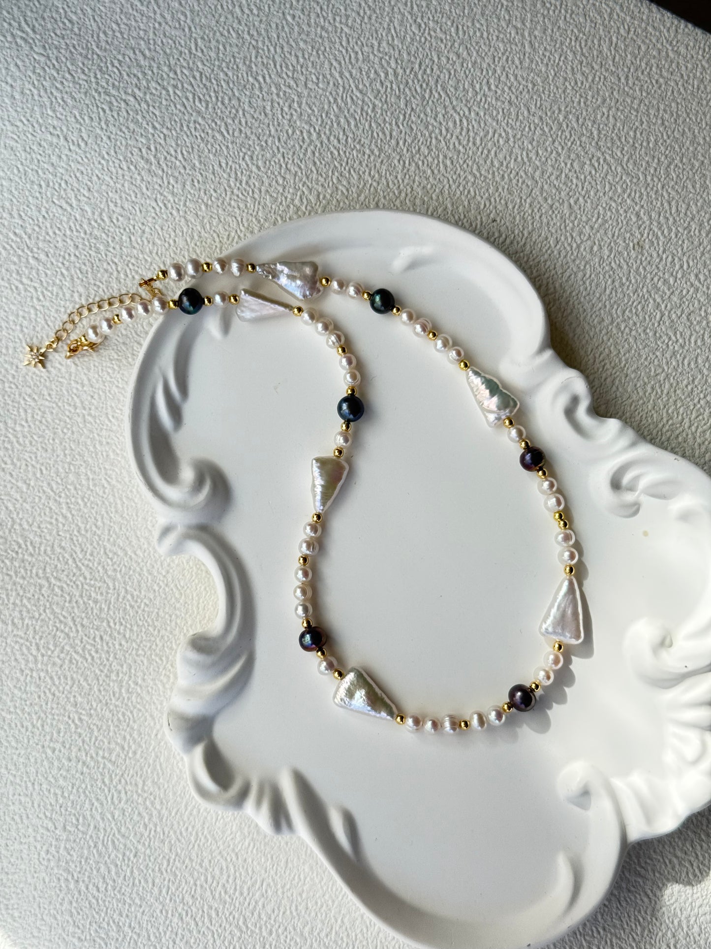 Celeste Triangle Pearl Set Necklace
