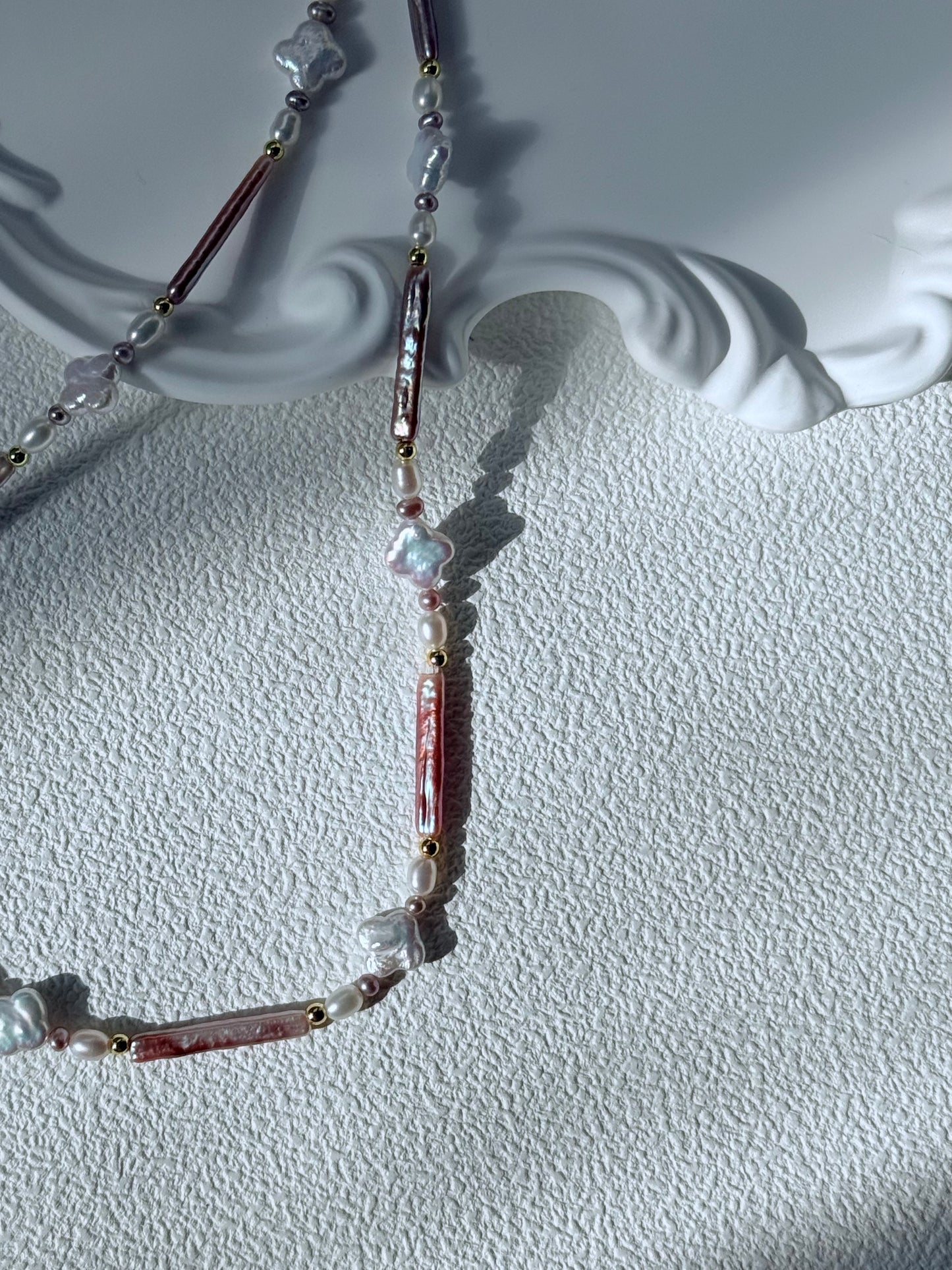 Purple Baroque & Clover Freshwater Pearl Necklace
