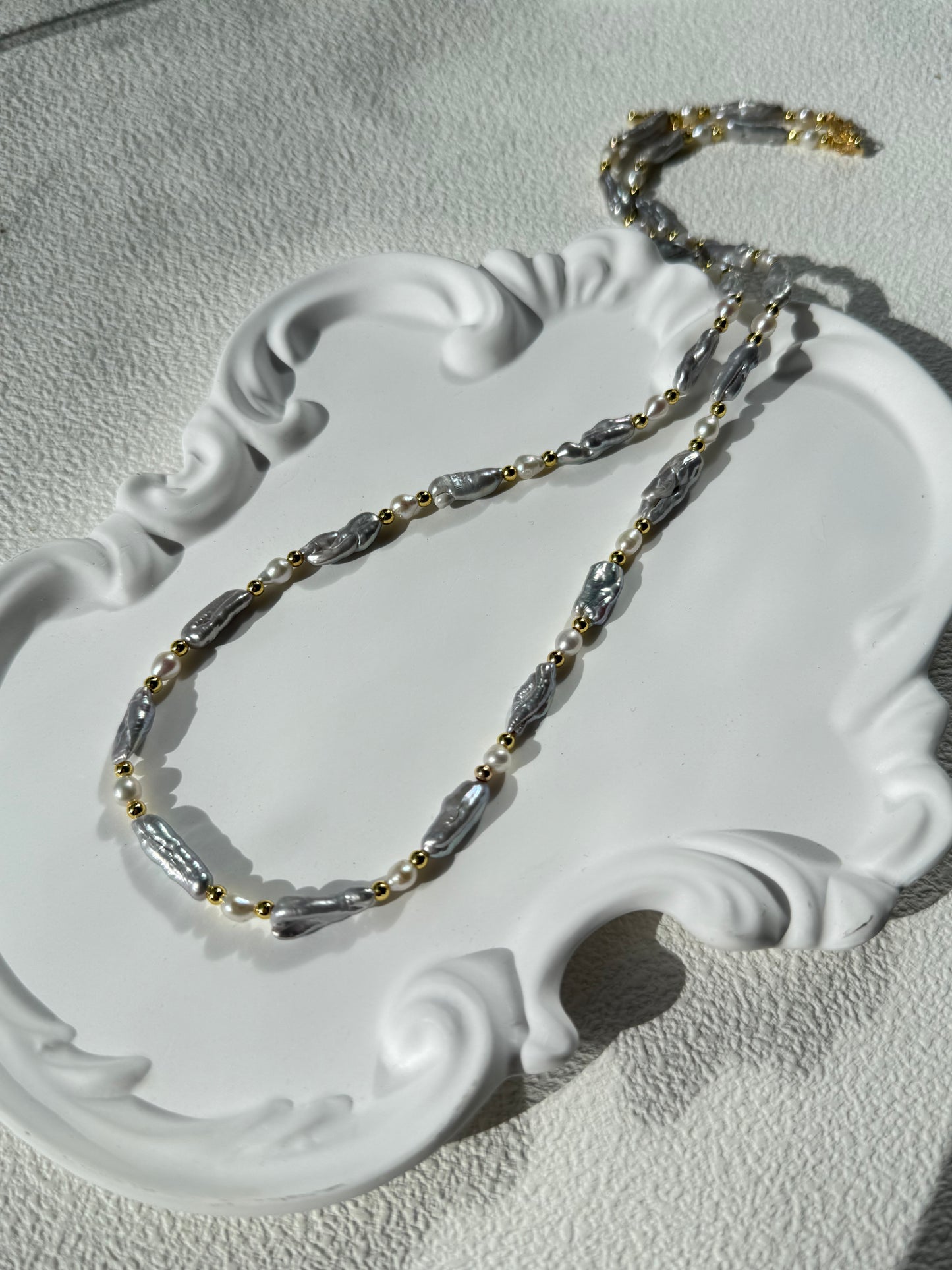 Grey-Blue Baroque Freshwater Pearl Necklace