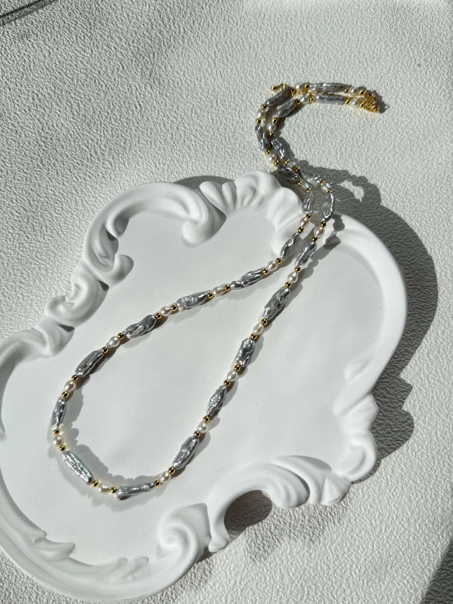 Grey-Blue Baroque Freshwater Pearl Necklace