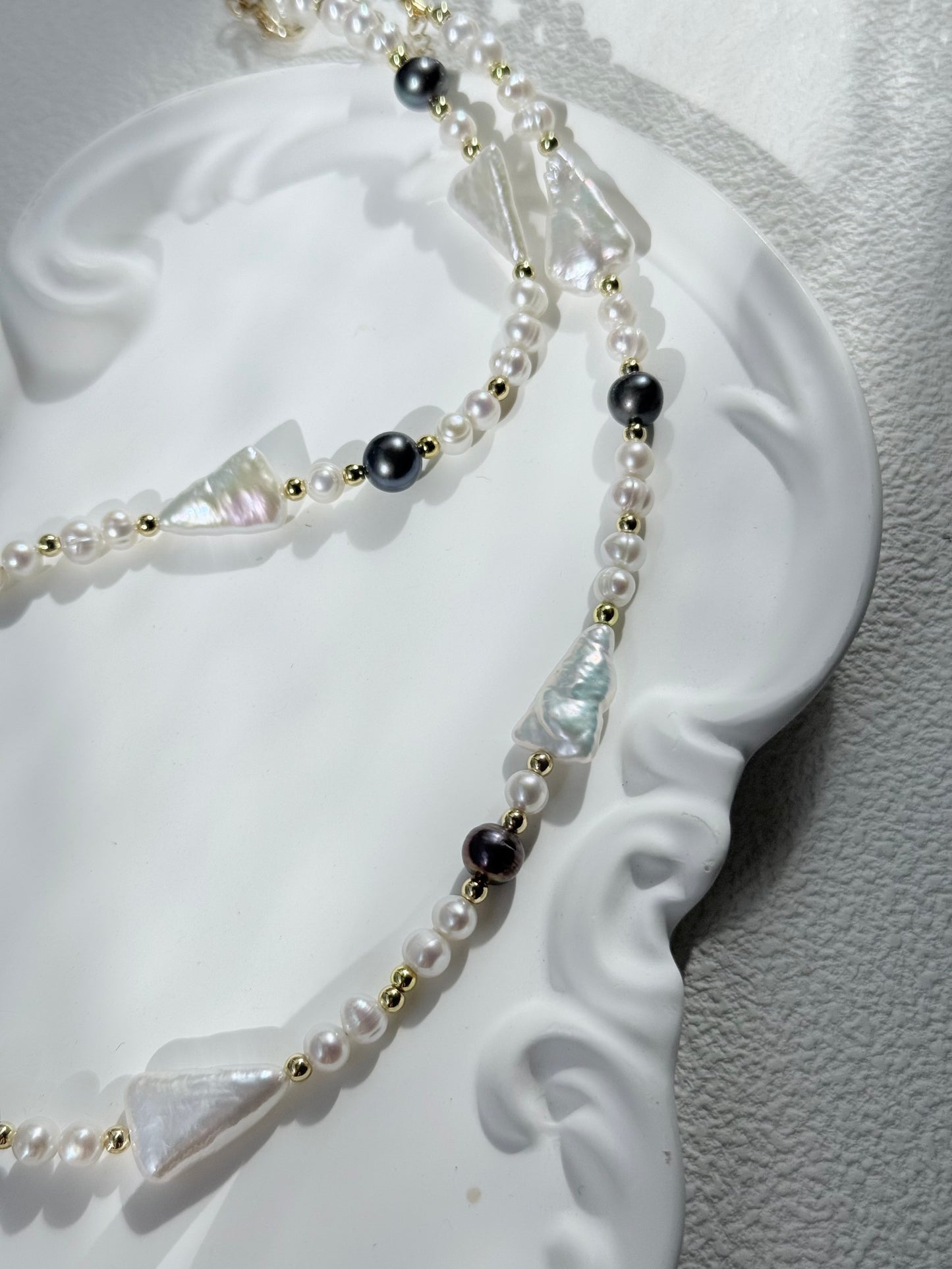 Celeste Triangle Pearl Set Necklace