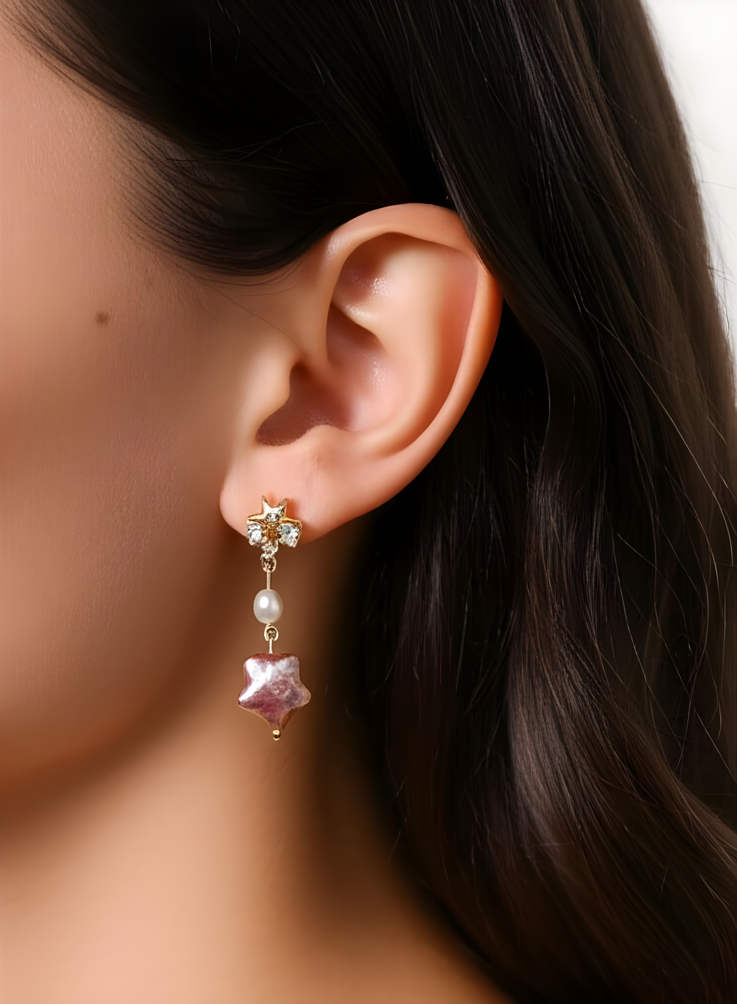 Starry Purple Pearl Drop Earrings