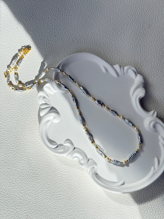 Grey-Blue Baroque Freshwater Pearl Necklace