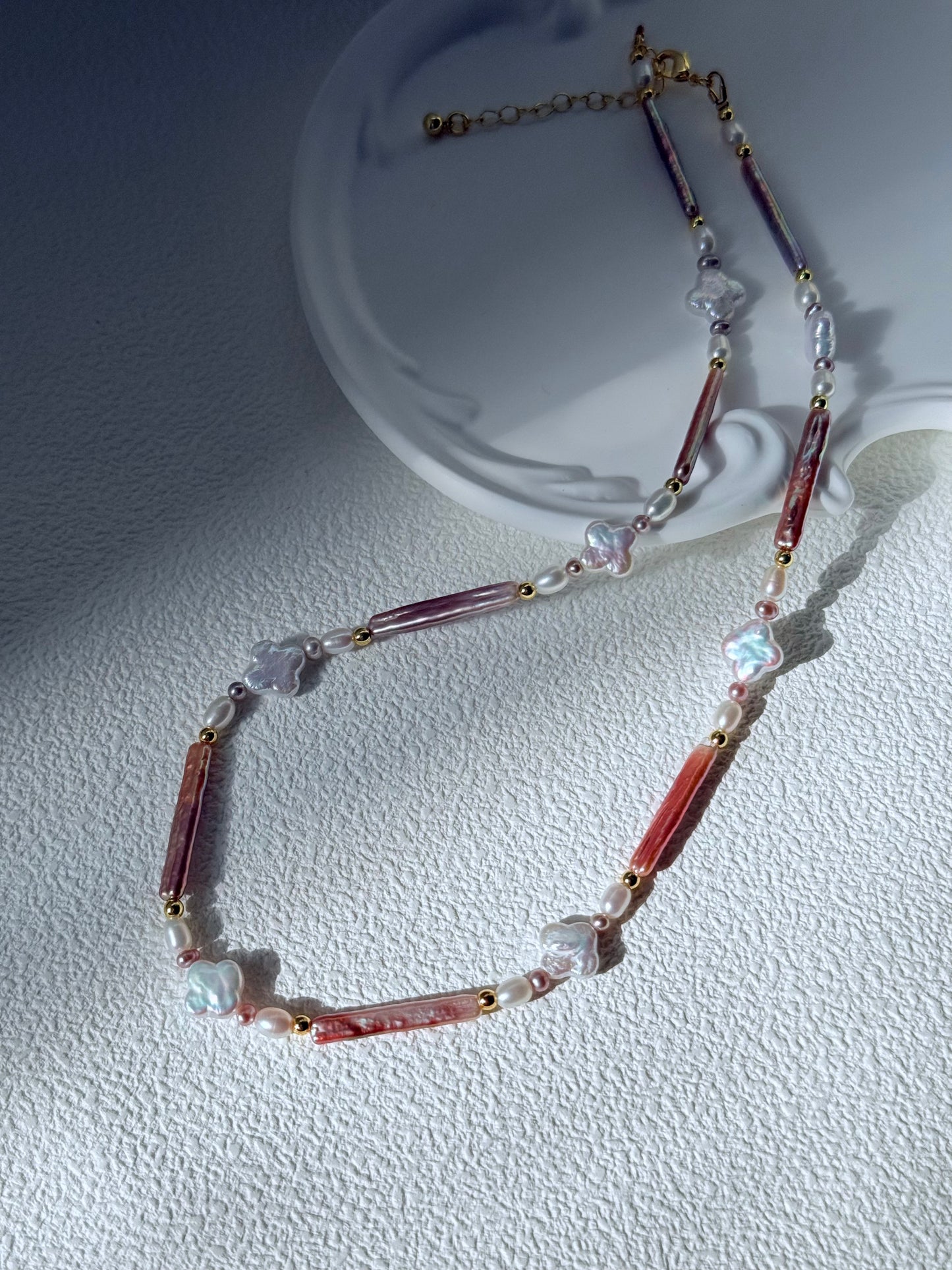 Purple Baroque & Clover Freshwater Pearl Necklace
