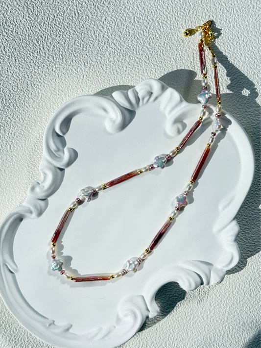 Purple Baroque & Clover Freshwater Pearl Necklace