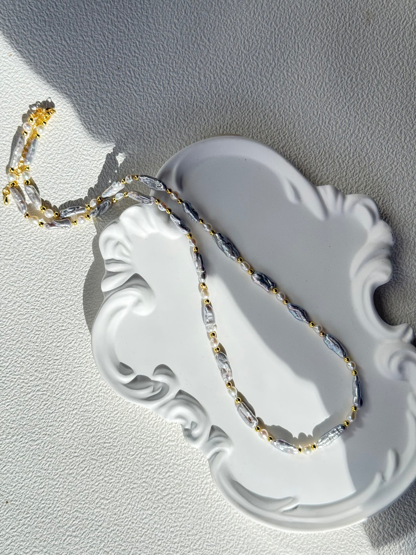 Grey-Blue Baroque Freshwater Pearl Necklace