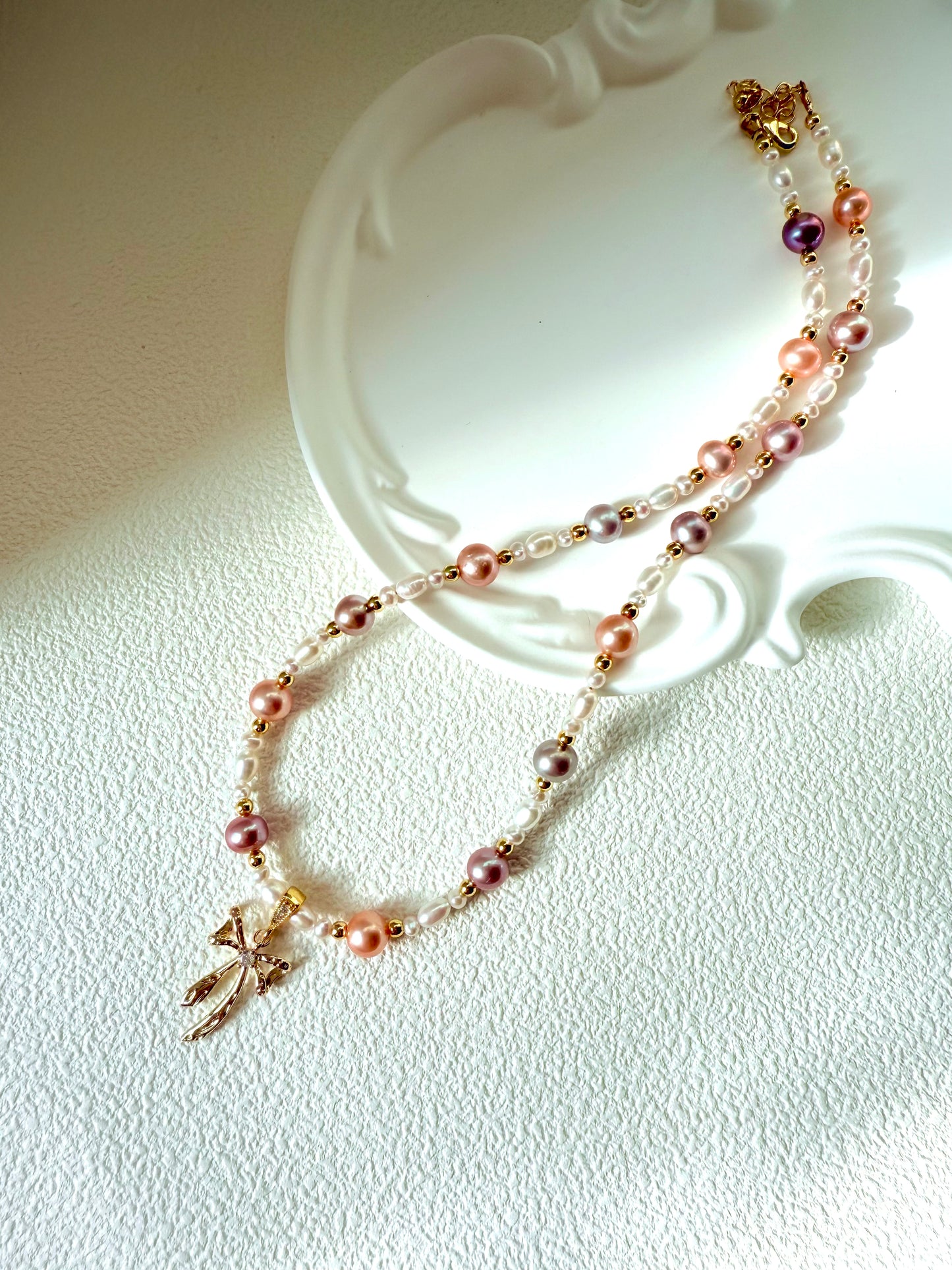 Multi-Color Freshwater Pearl Bow