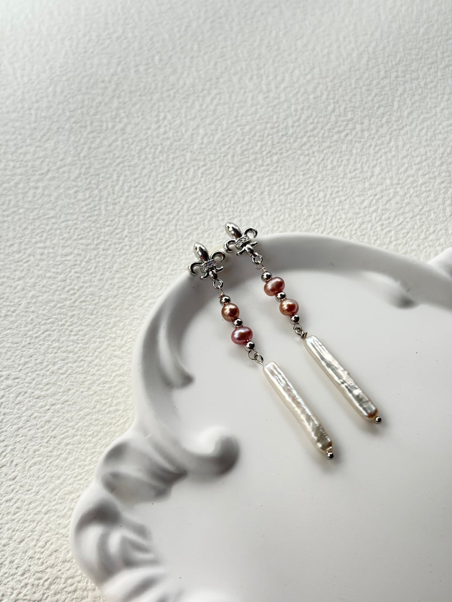 Elegant French Long Bar Pearl Earrings
