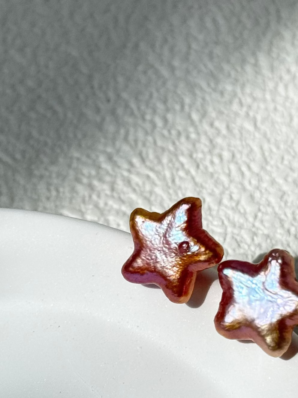 Peach Star Freshwater Pearl Stud Earrings
