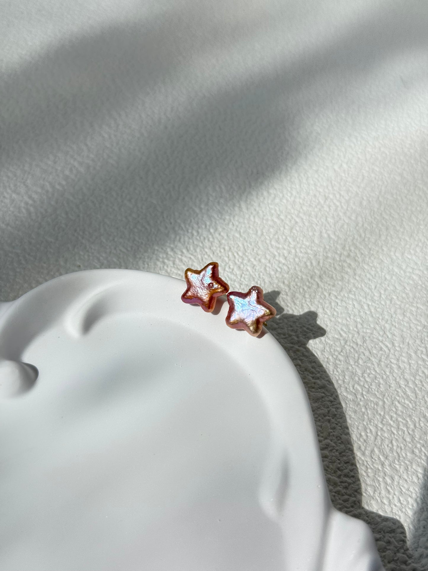 Peach Star Freshwater Pearl Stud Earrings