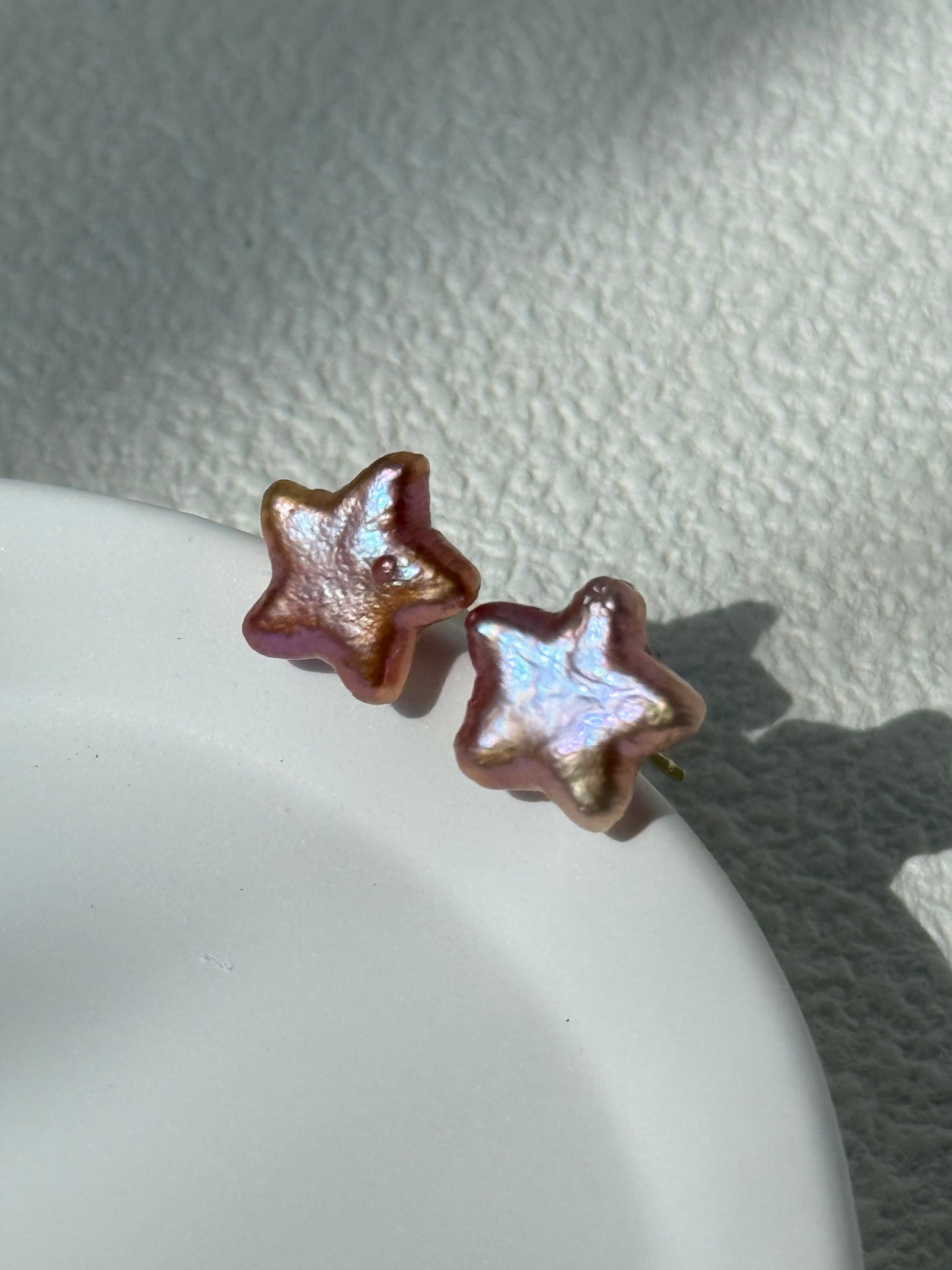 Peach Star Freshwater Pearl Stud Earrings