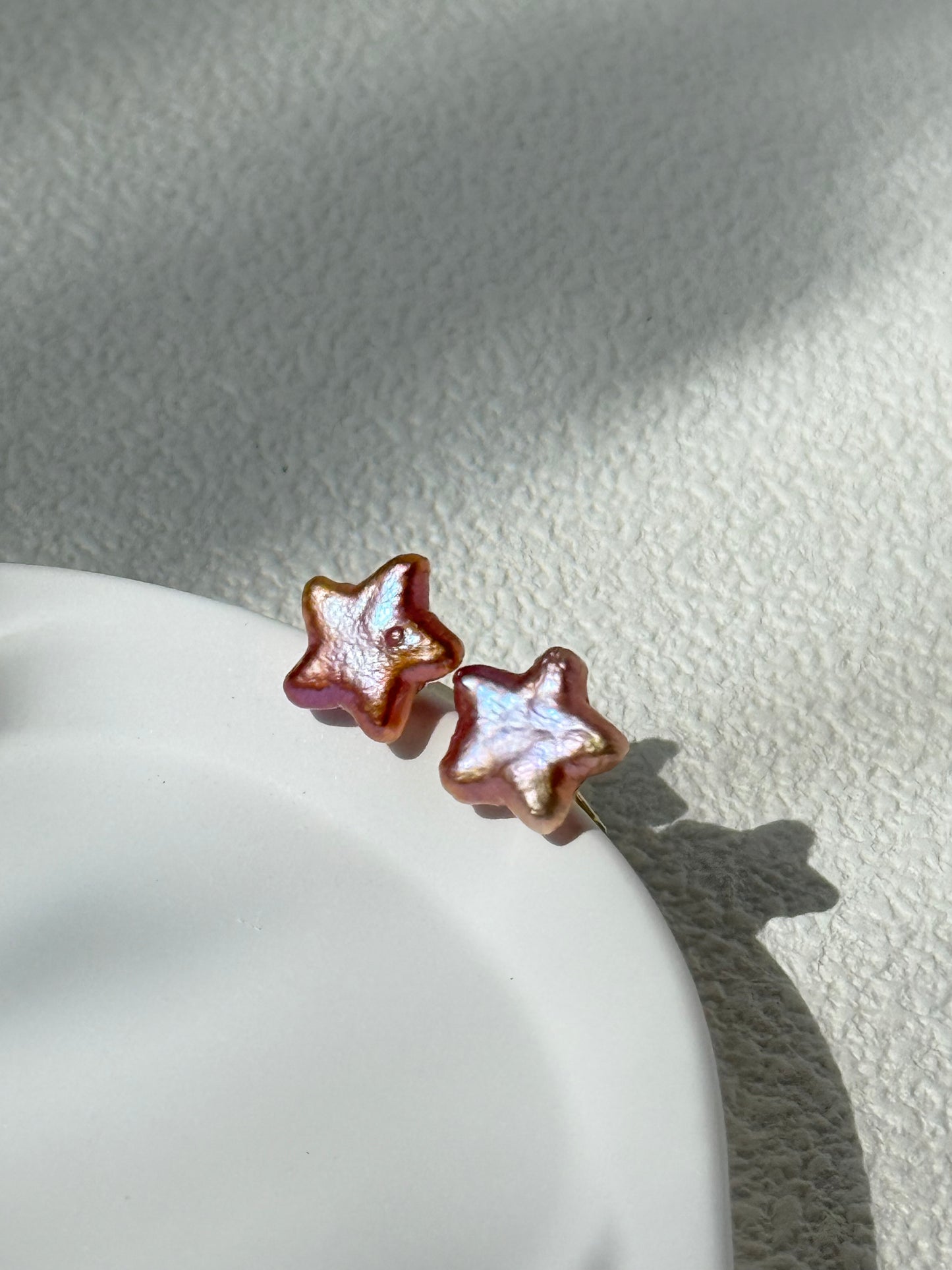 Peach Star Freshwater Pearl Stud Earrings