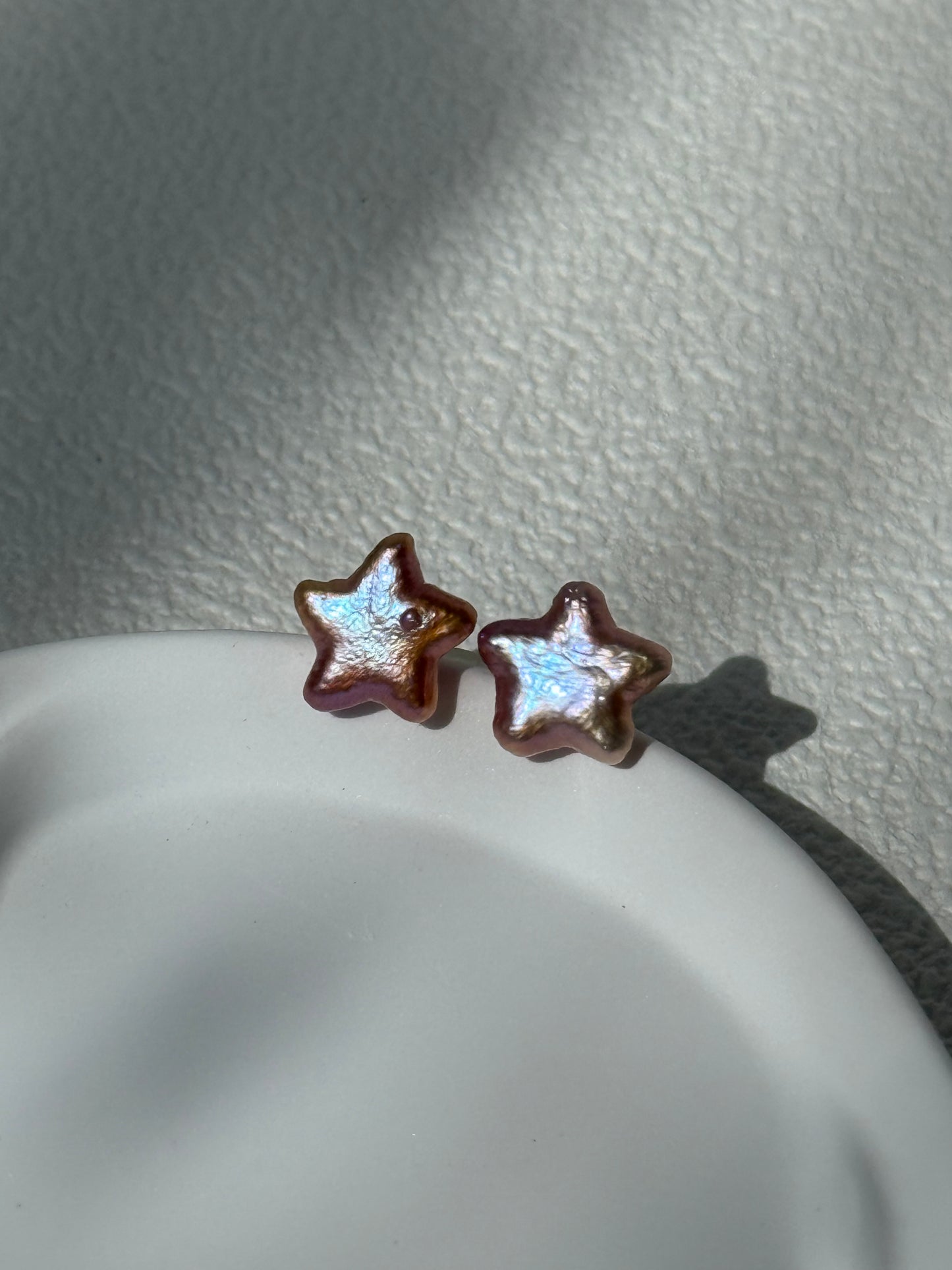 Peach Star Freshwater Pearl Stud Earrings