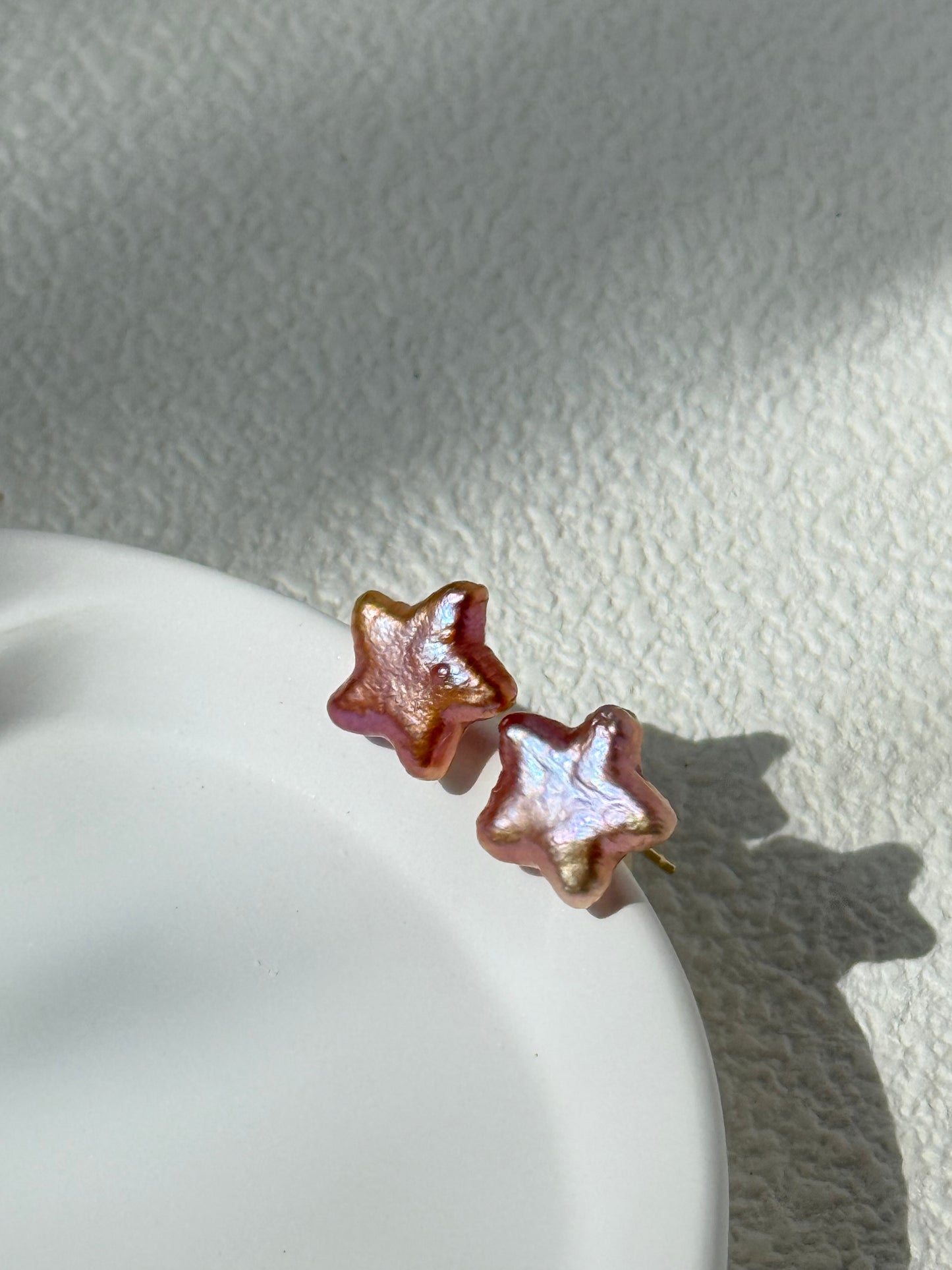 Peach Star Freshwater Pearl Stud Earrings