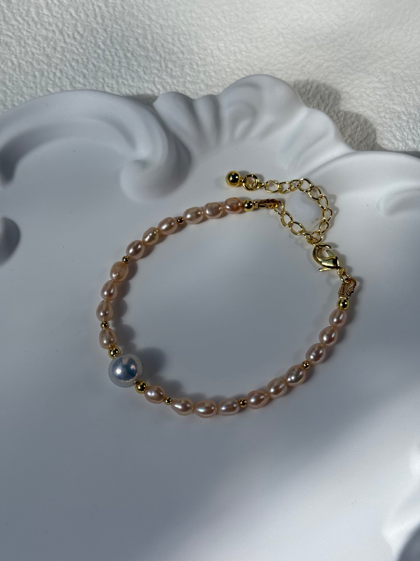 Blush Pink Freshwater Pearl Bracelet