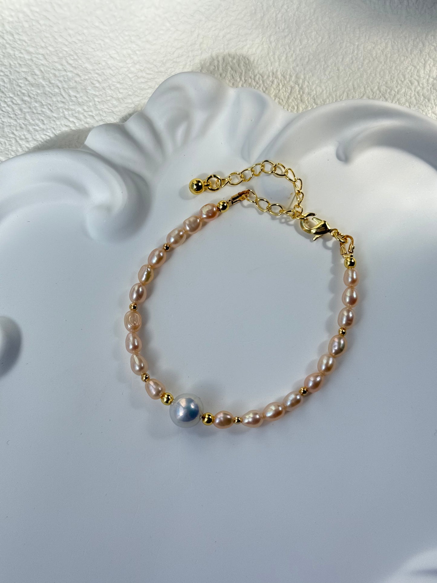 Blush Pink Freshwater Pearl Bracelet