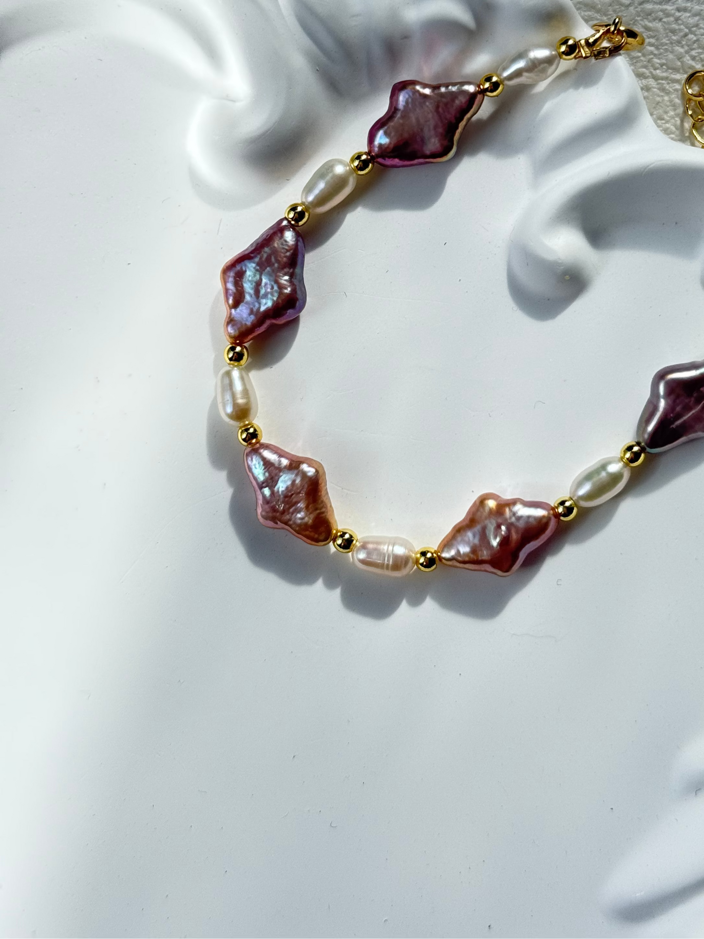 Baroque Diamond-Shaped Pearl Bracelet