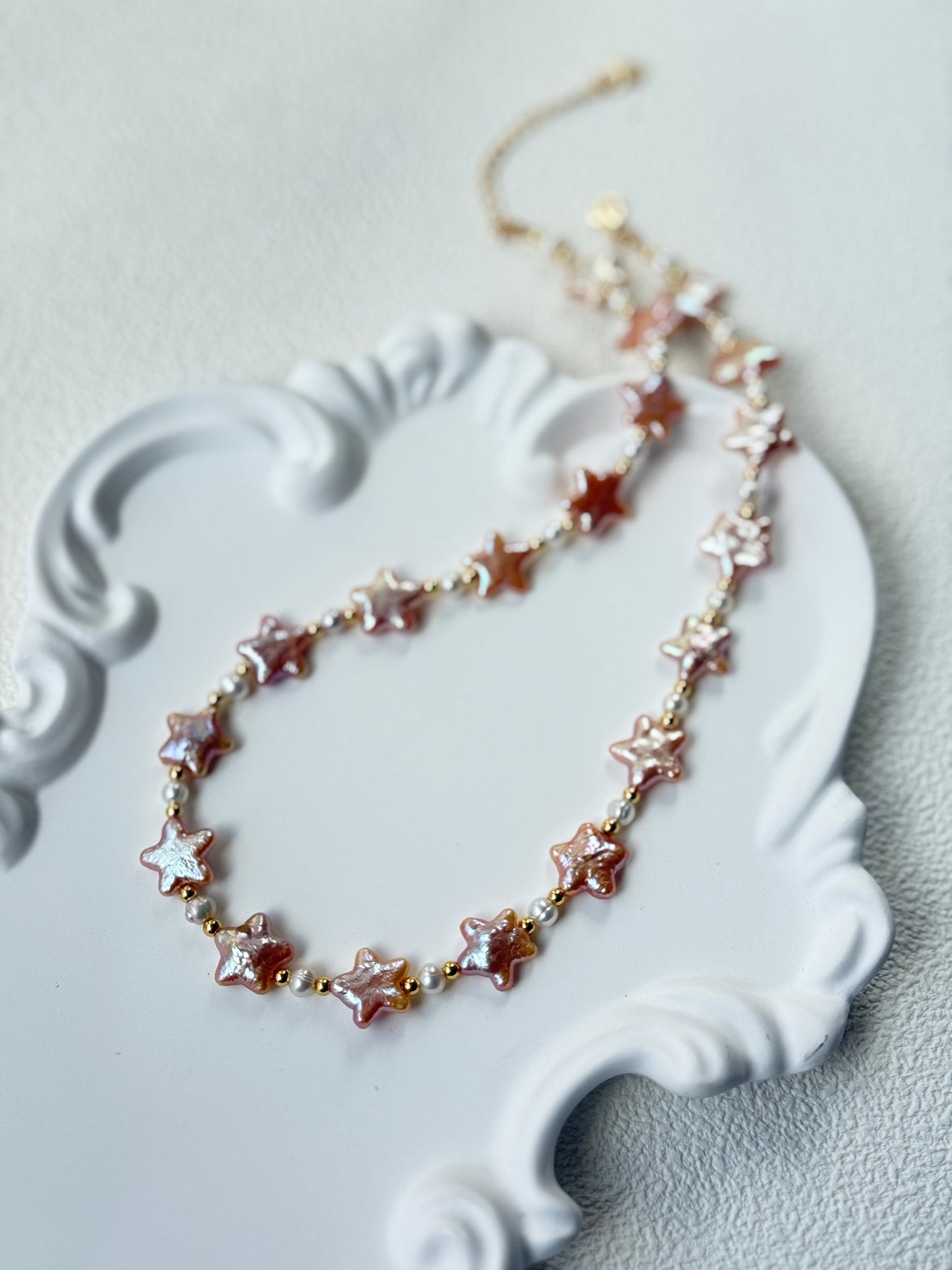 Baroque Star Pearl Necklace – Sunset Pink