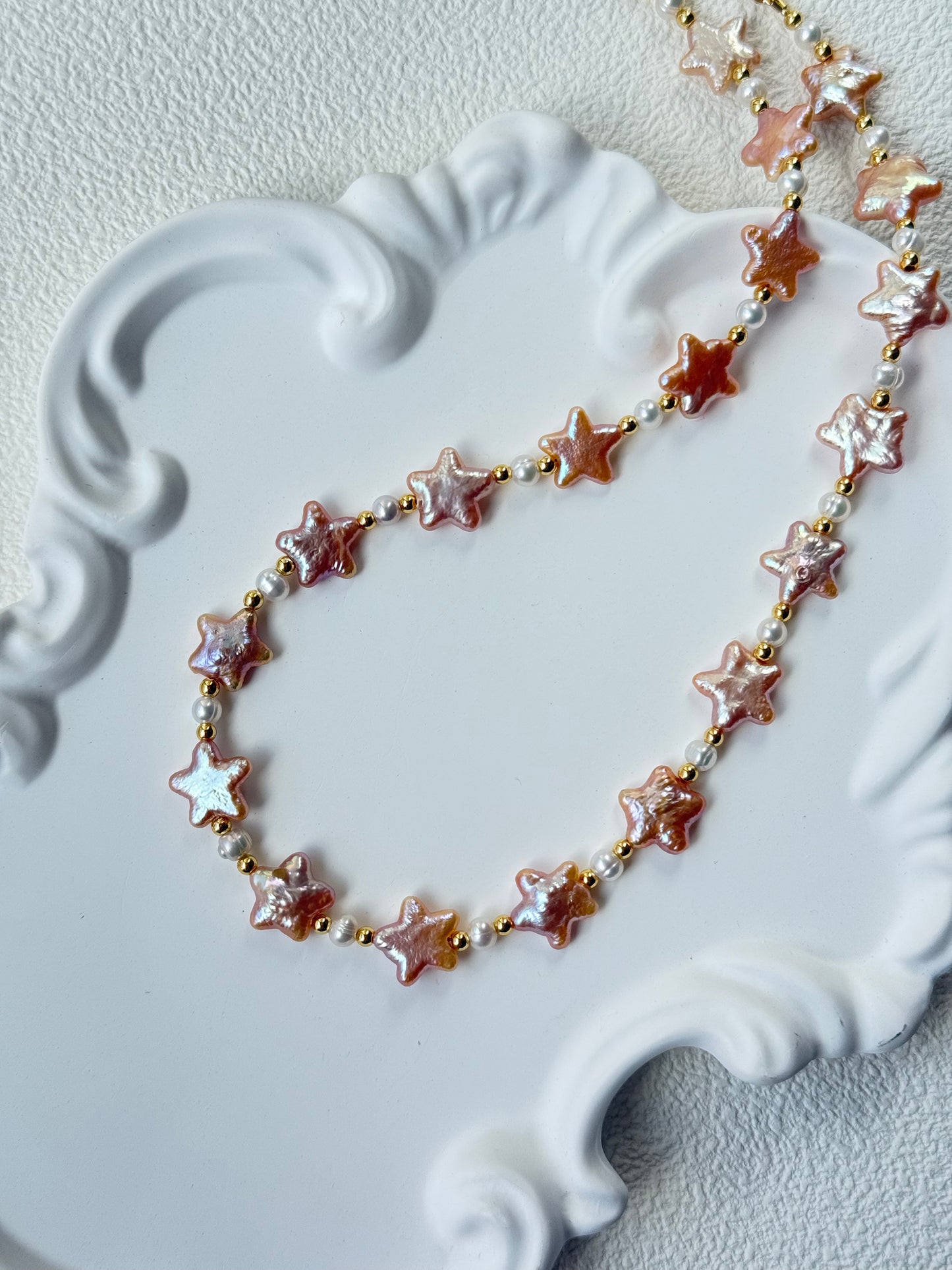 Baroque Star Pearl Necklace – Sunset Pink