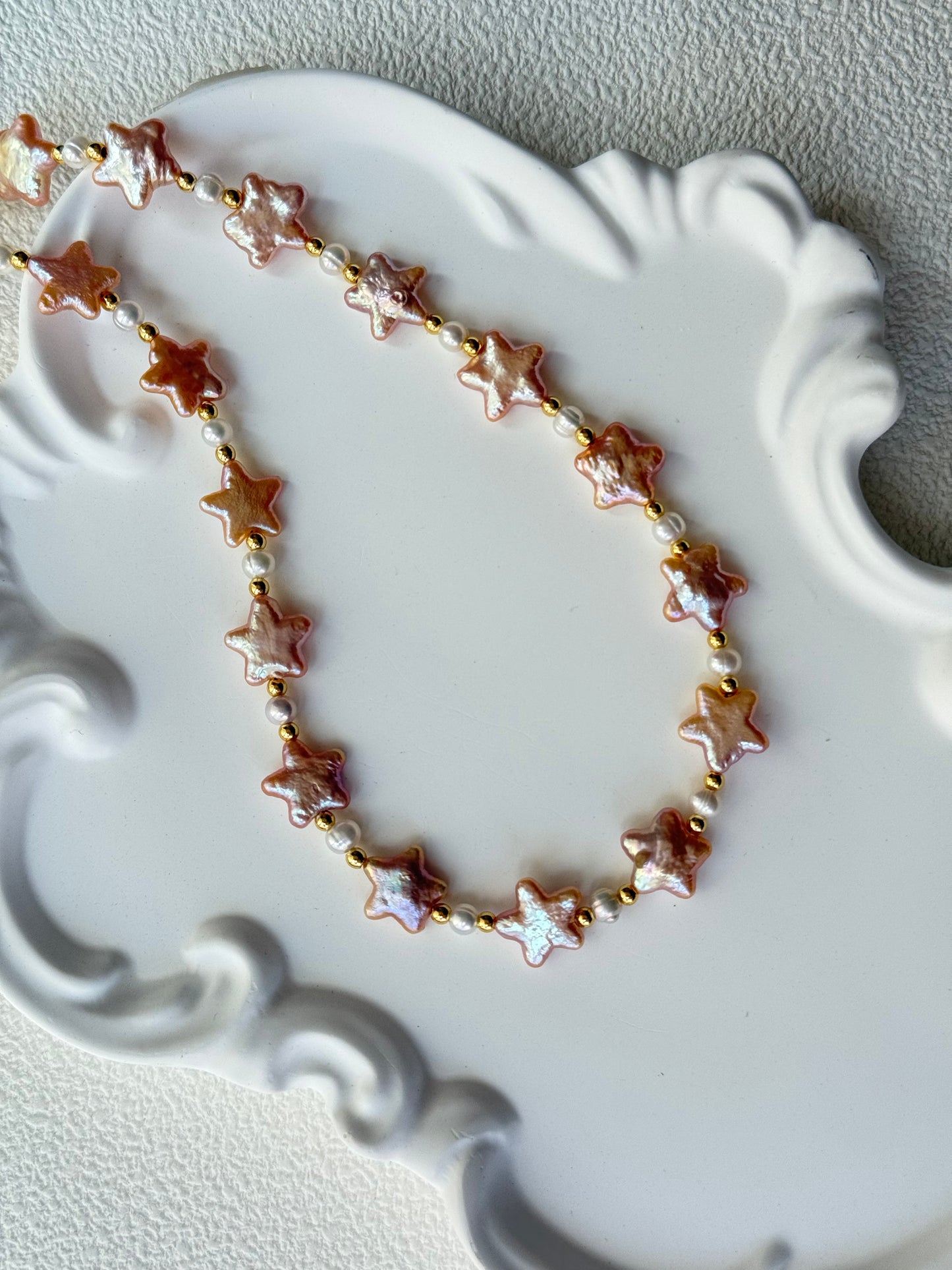 Baroque Star Pearl Necklace – Sunset Pink