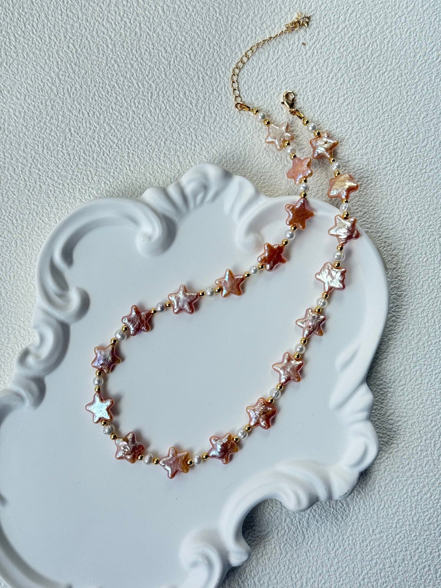 Baroque Star Pearl Necklace – Sunset Pink