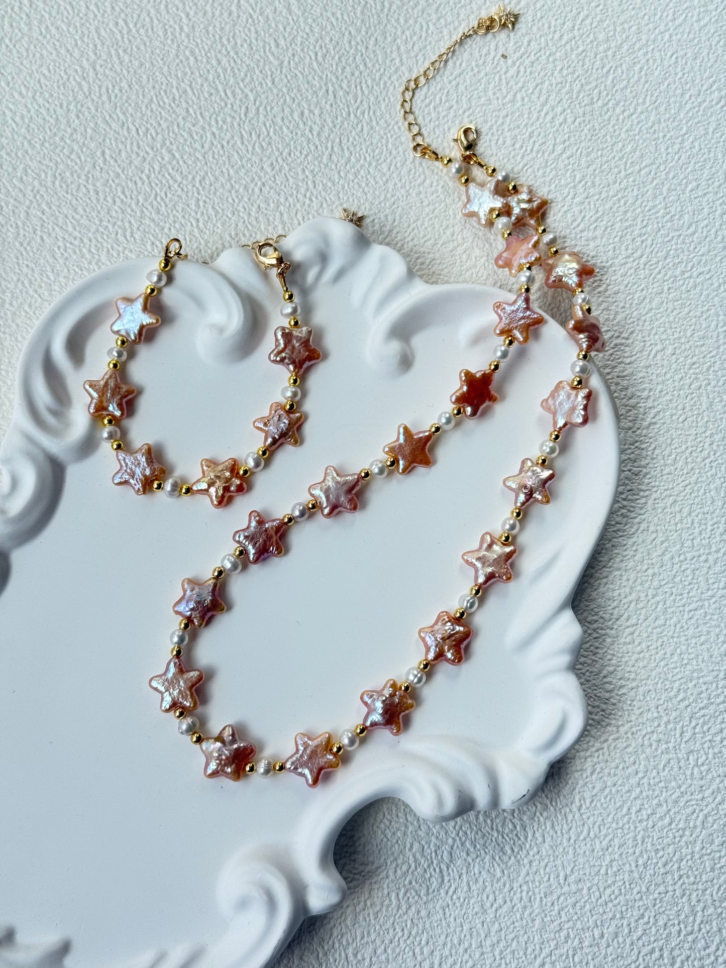 Baroque Star Pearl Necklace – Sunset Pink