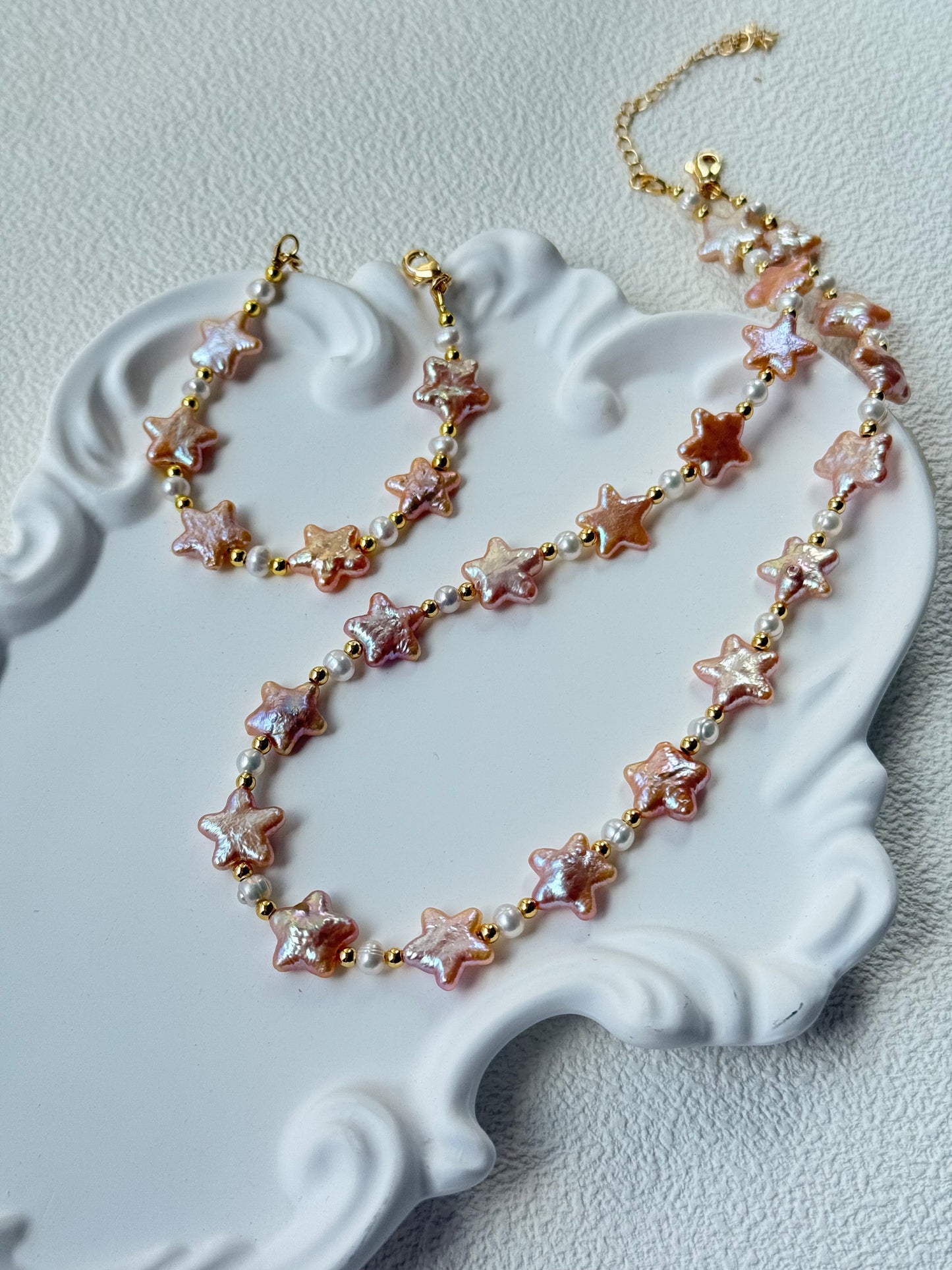 Baroque Star Pearl Necklace – Sunset Pink