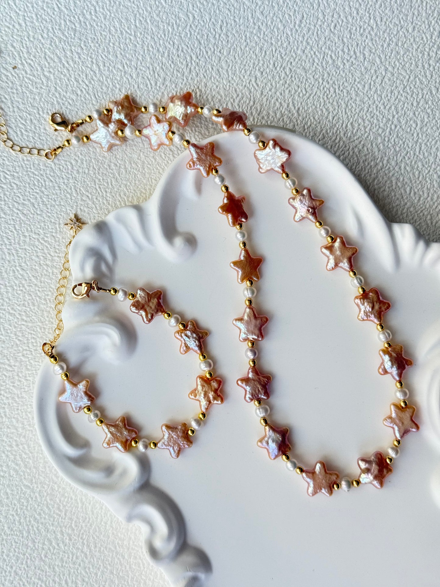 Baroque Star Pearl Necklace – Sunset Pink