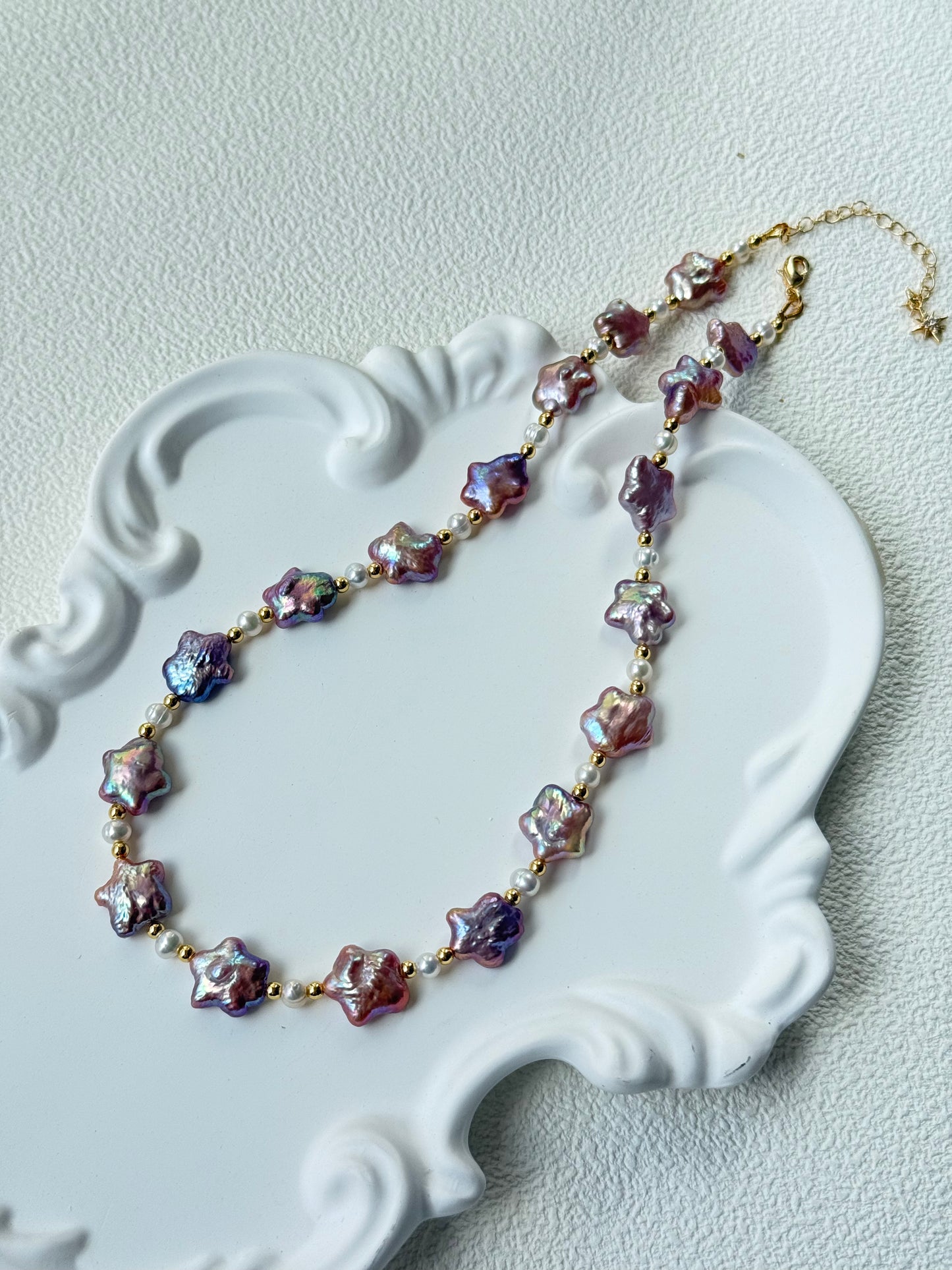 Baroque Star Pearl Necklace – Romantic Purple