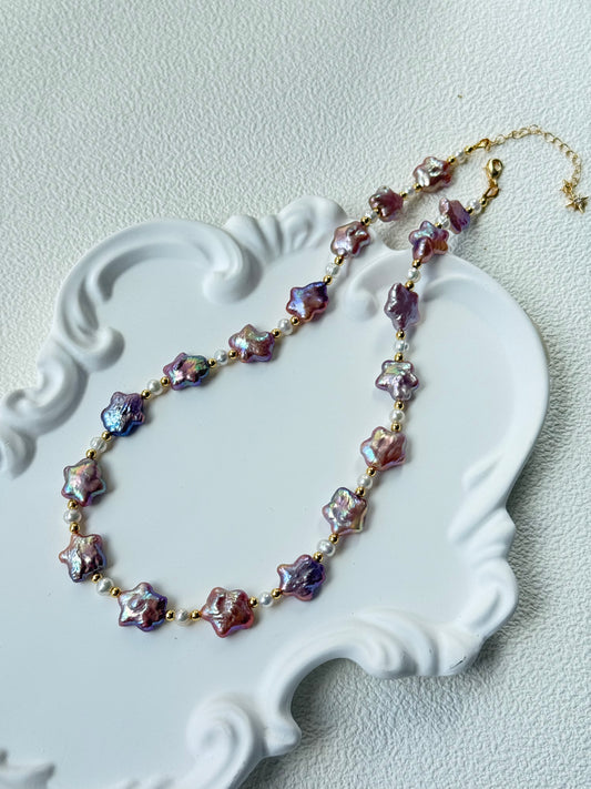 Baroque Star Pearl Necklace – Romantic Purple