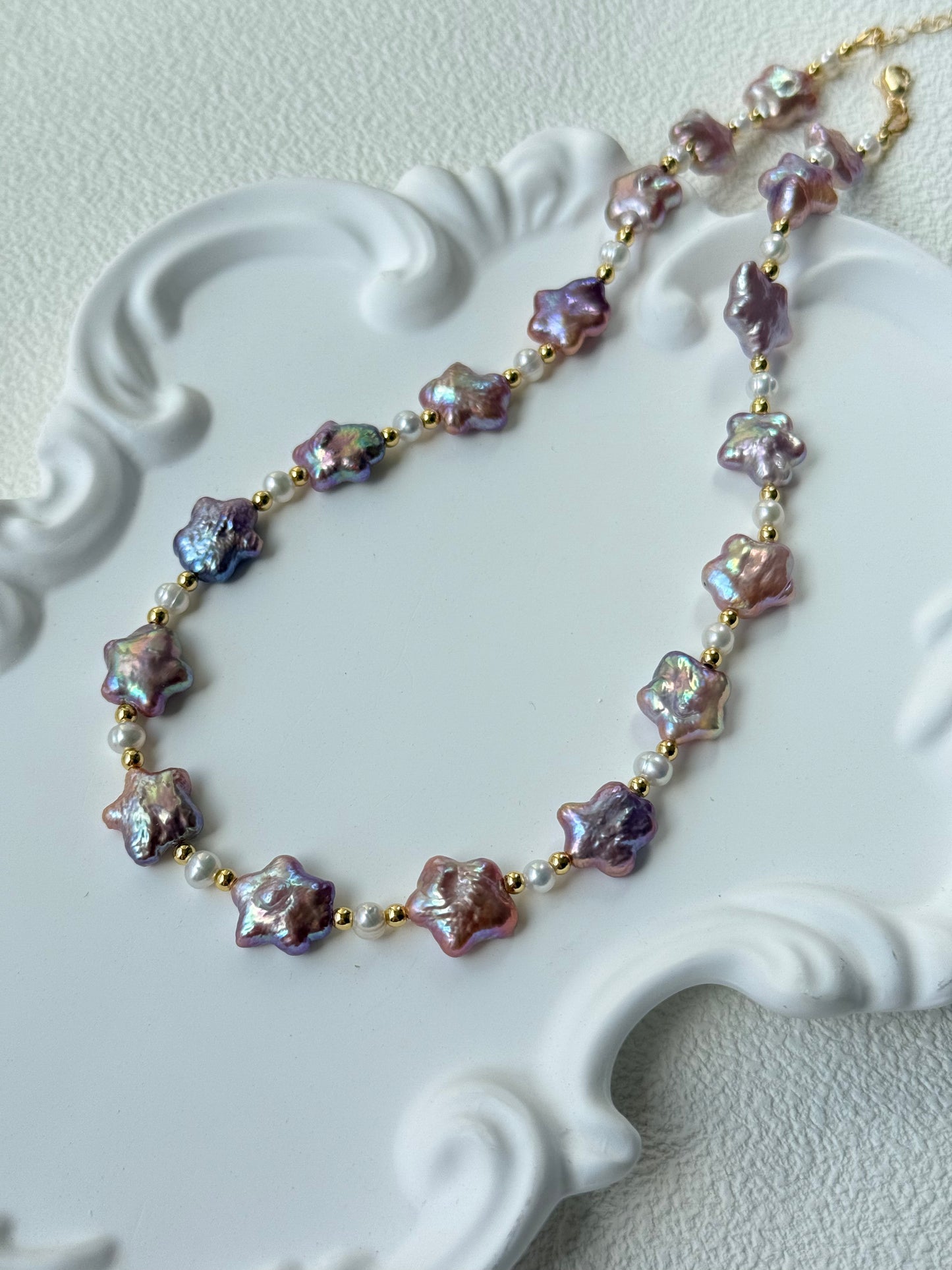 Baroque Star Pearl Necklace – Romantic Purple