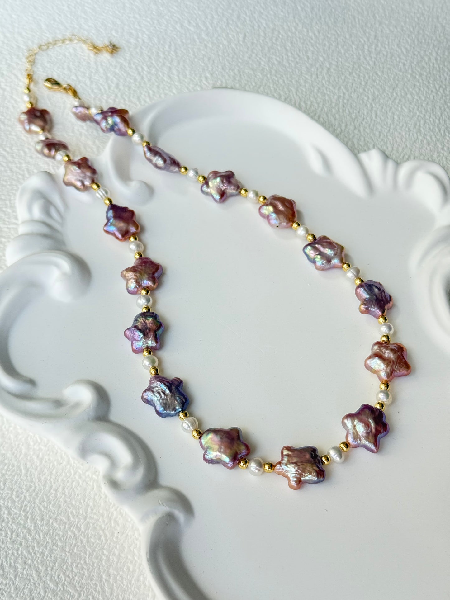 Baroque Star Pearl Necklace – Romantic Purple
