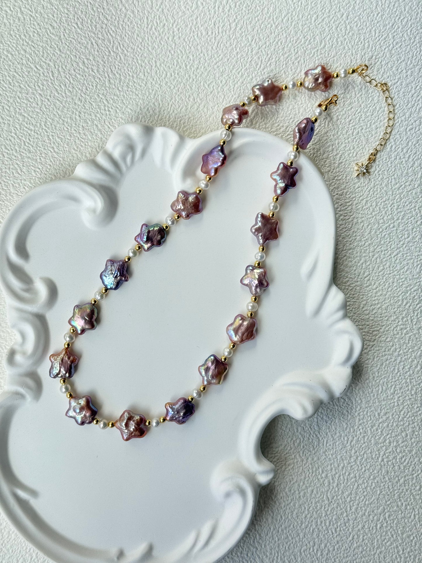 Baroque Star Pearl Necklace – Romantic Purple