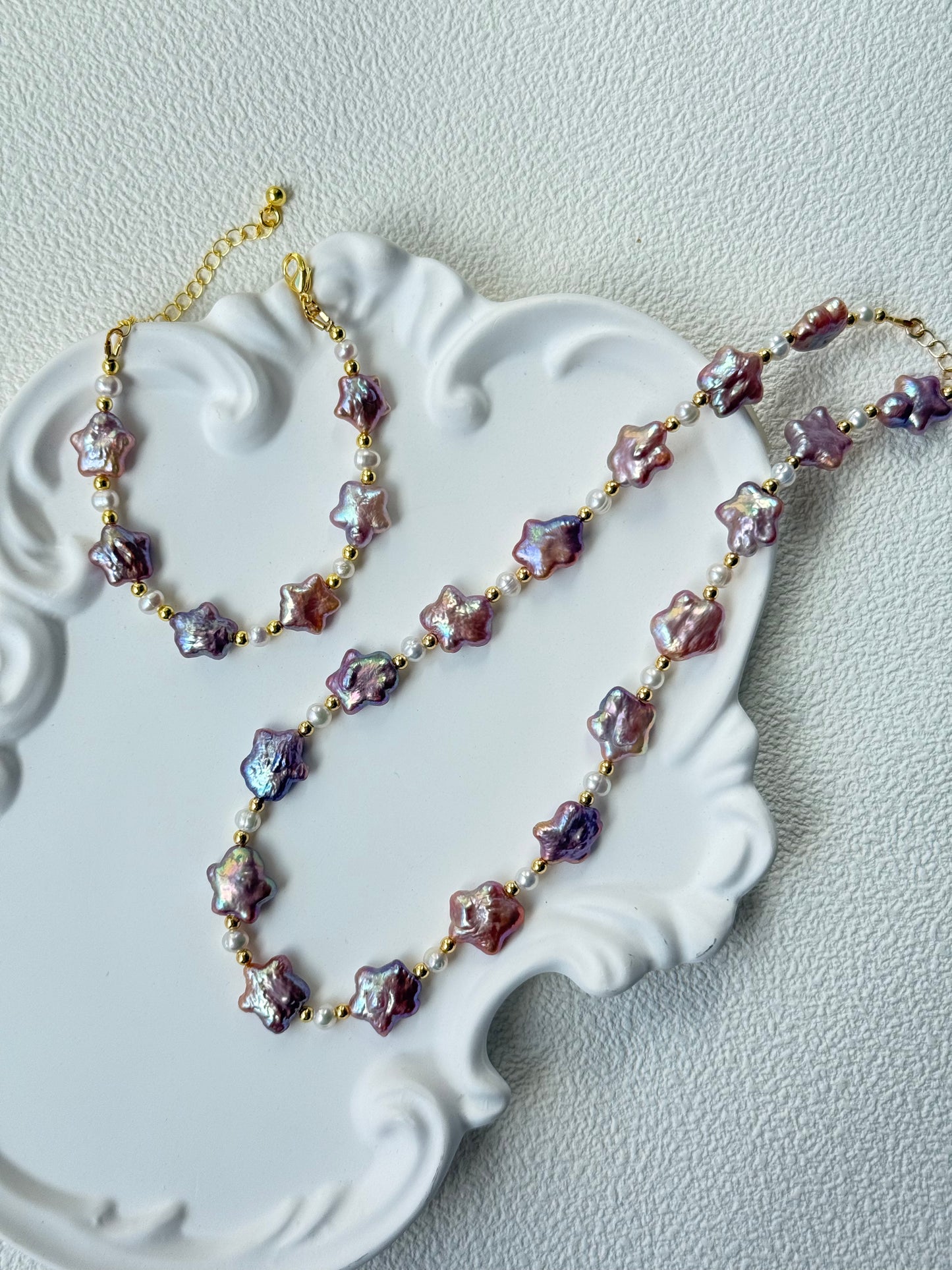 Baroque Star Pearl Necklace – Romantic Purple