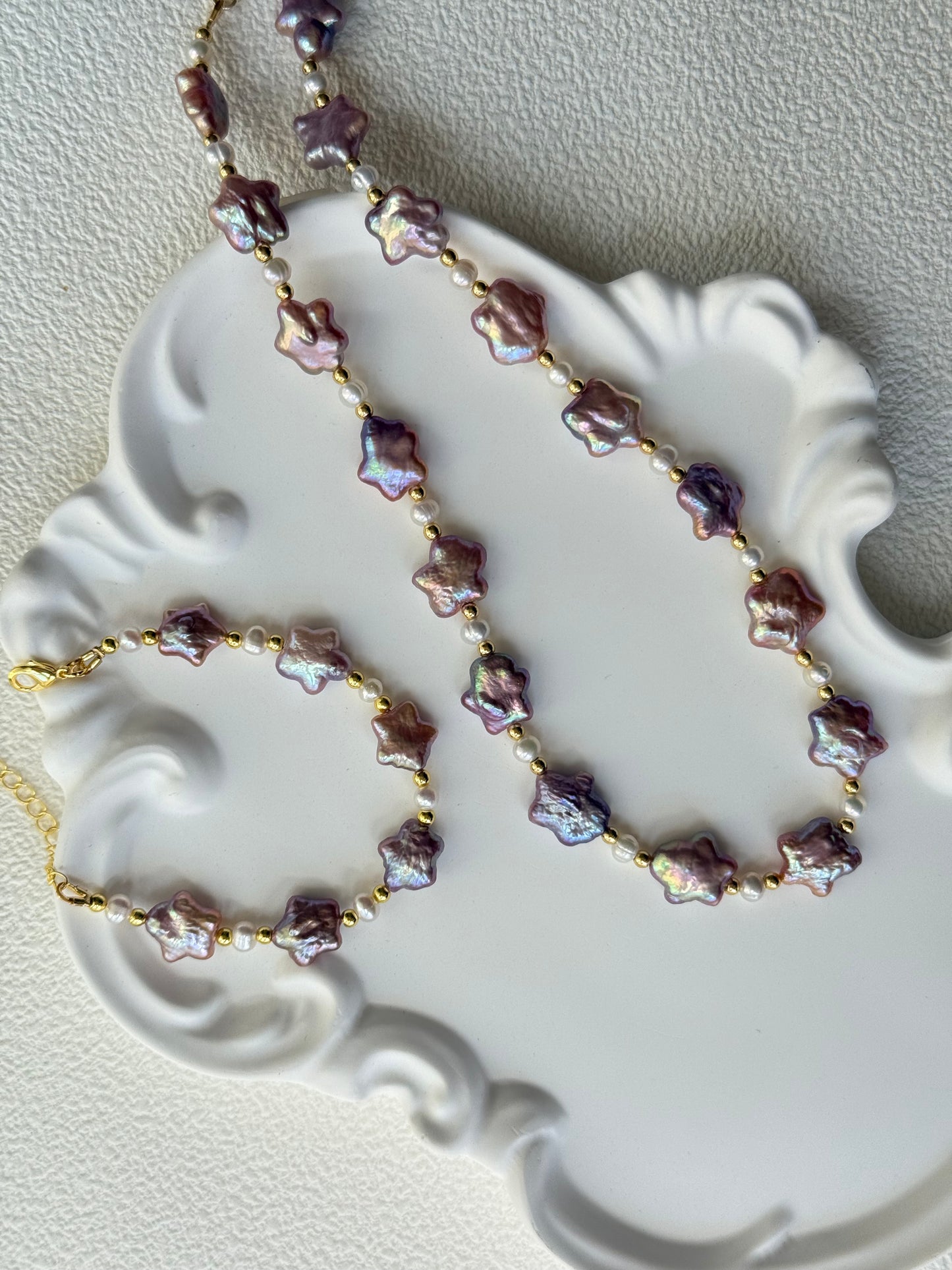 Baroque Star Pearl Necklace – Romantic Purple