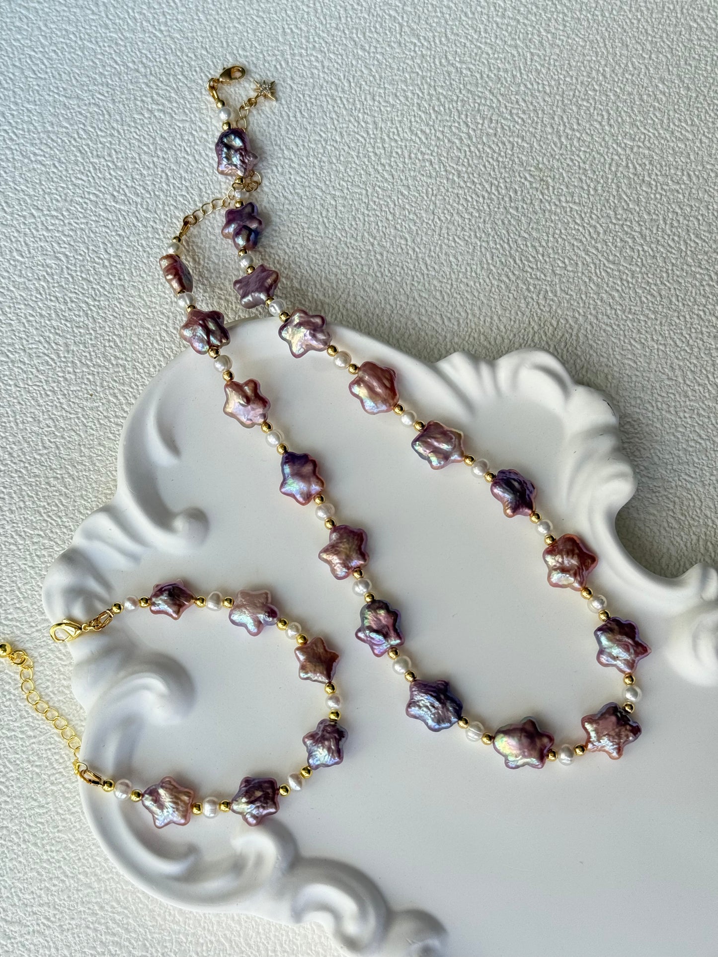 Baroque Star Pearl Necklace – Romantic Purple