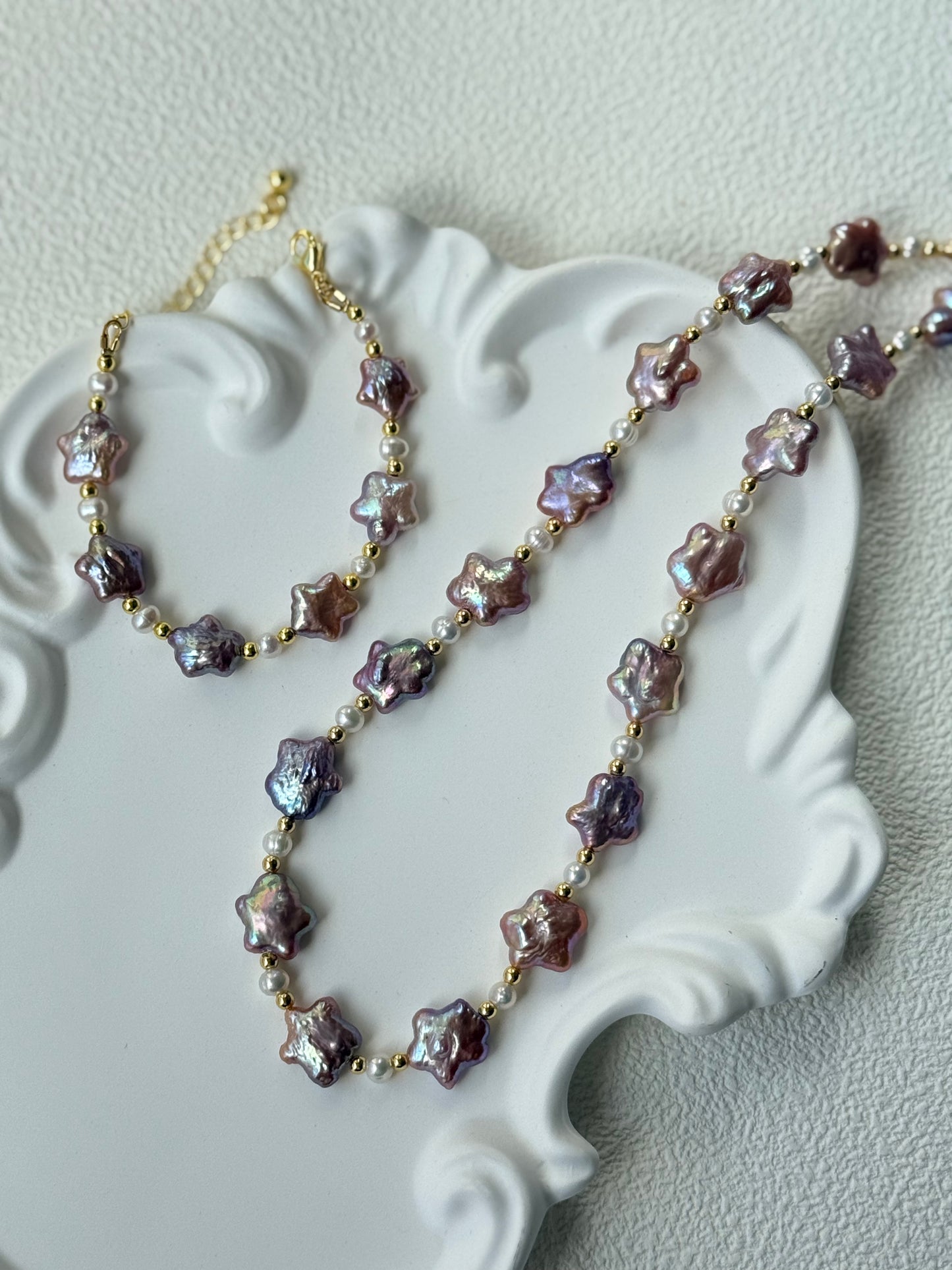 Baroque Star Pearl Necklace – Romantic Purple
