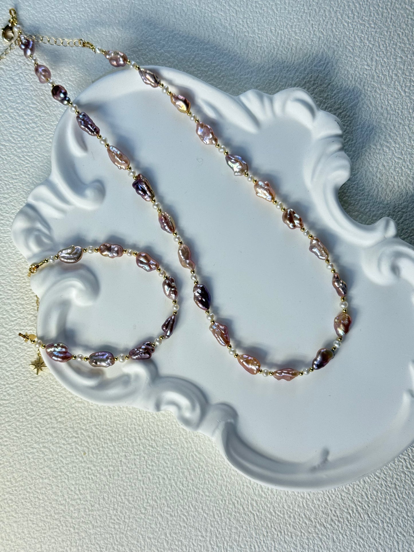 Baroque Keshi Pearl Necklace – Rose Gold Glow