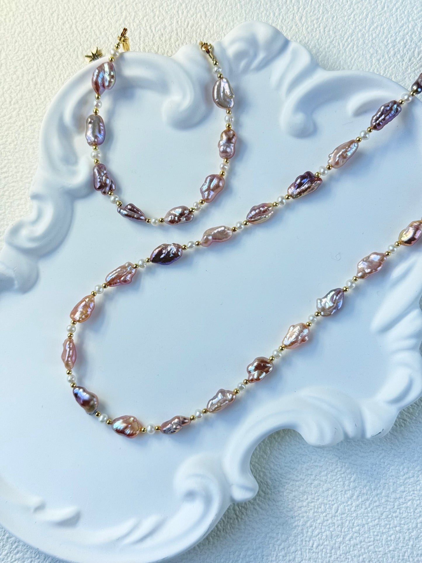 Baroque Keshi Pearl Necklace – Rose Gold Glow