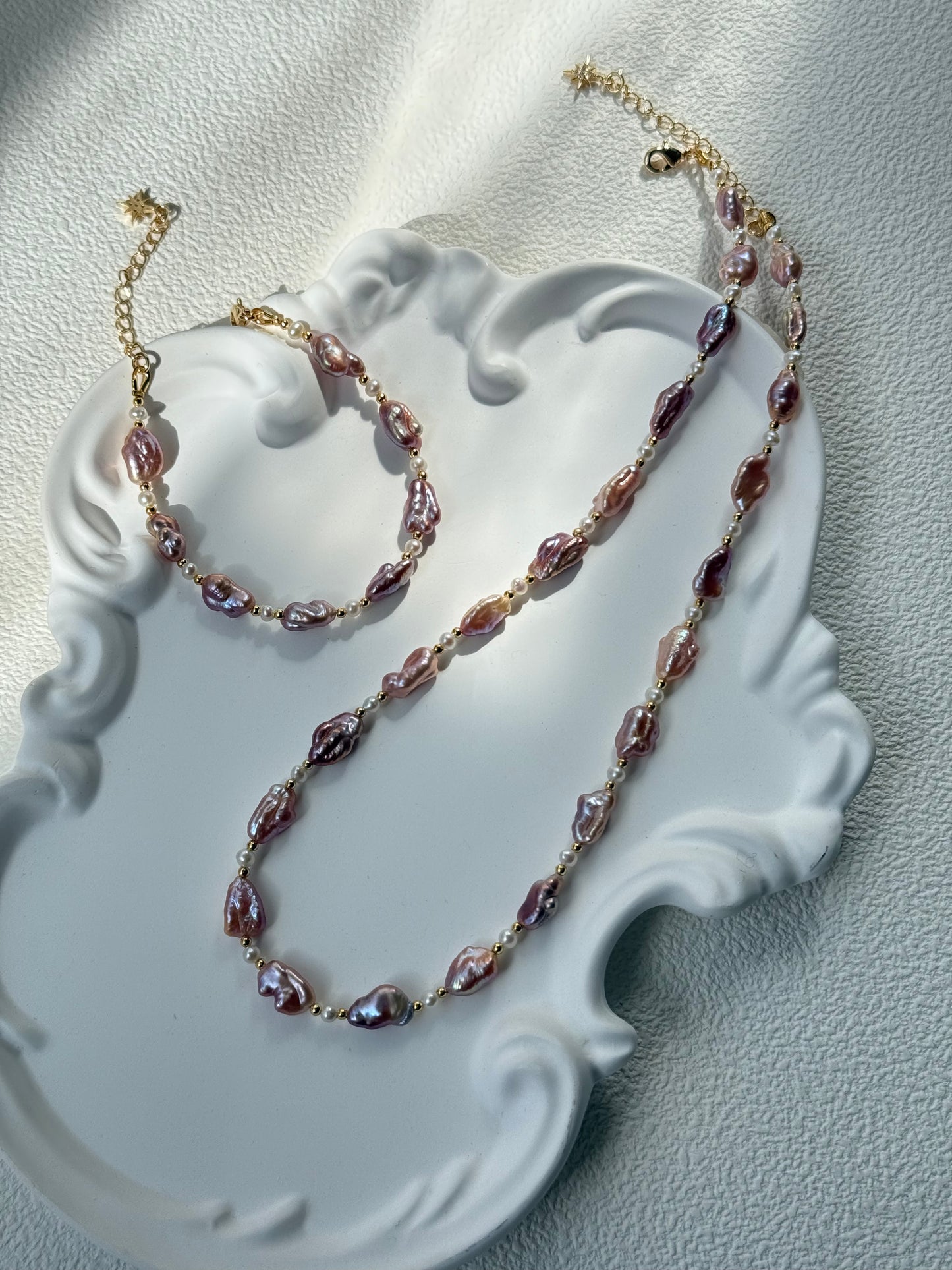 Baroque Keshi Pearl Necklace – Rose Gold Glow