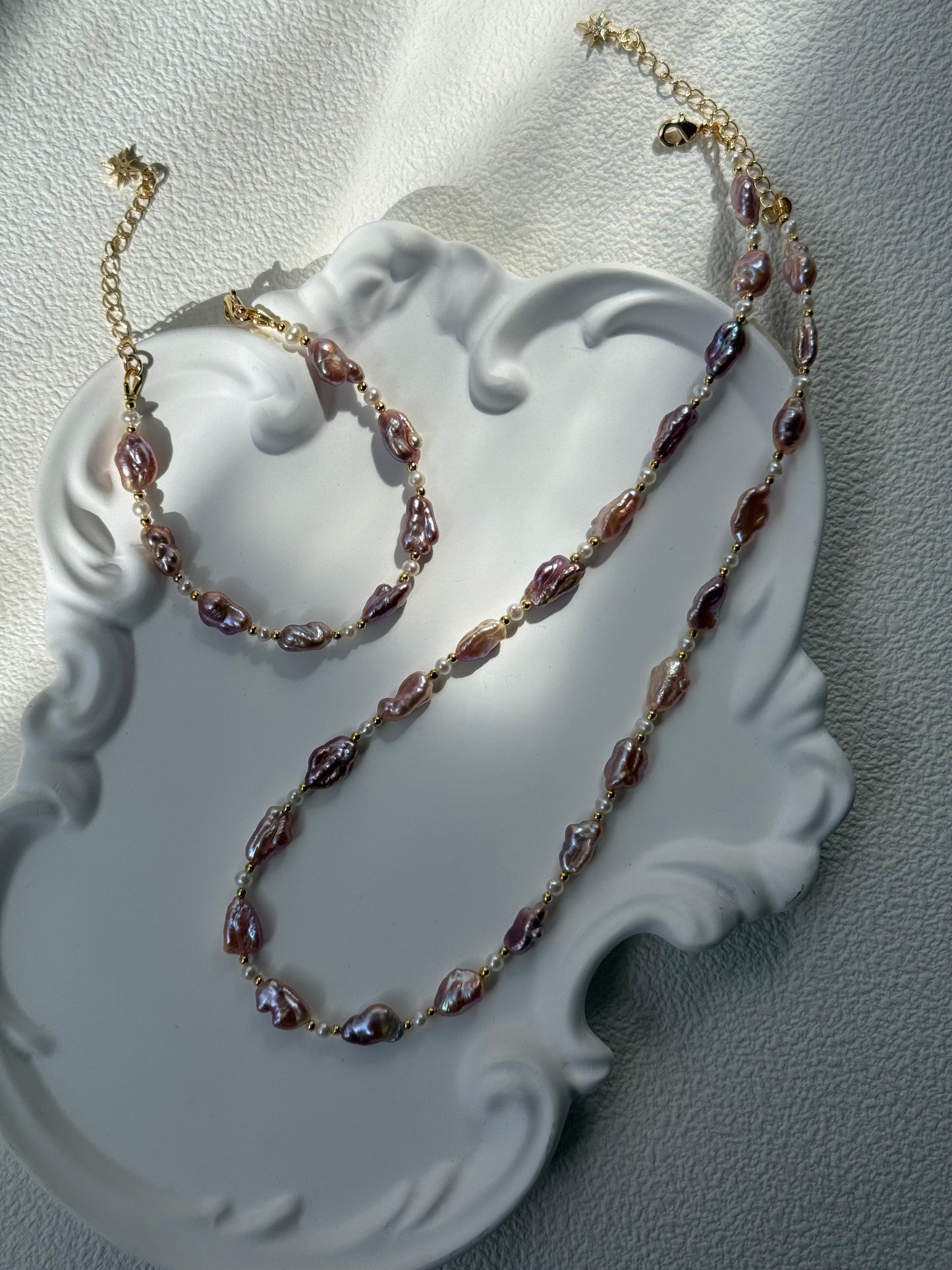 Baroque Keshi Pearl Necklace – Rose Gold Glow