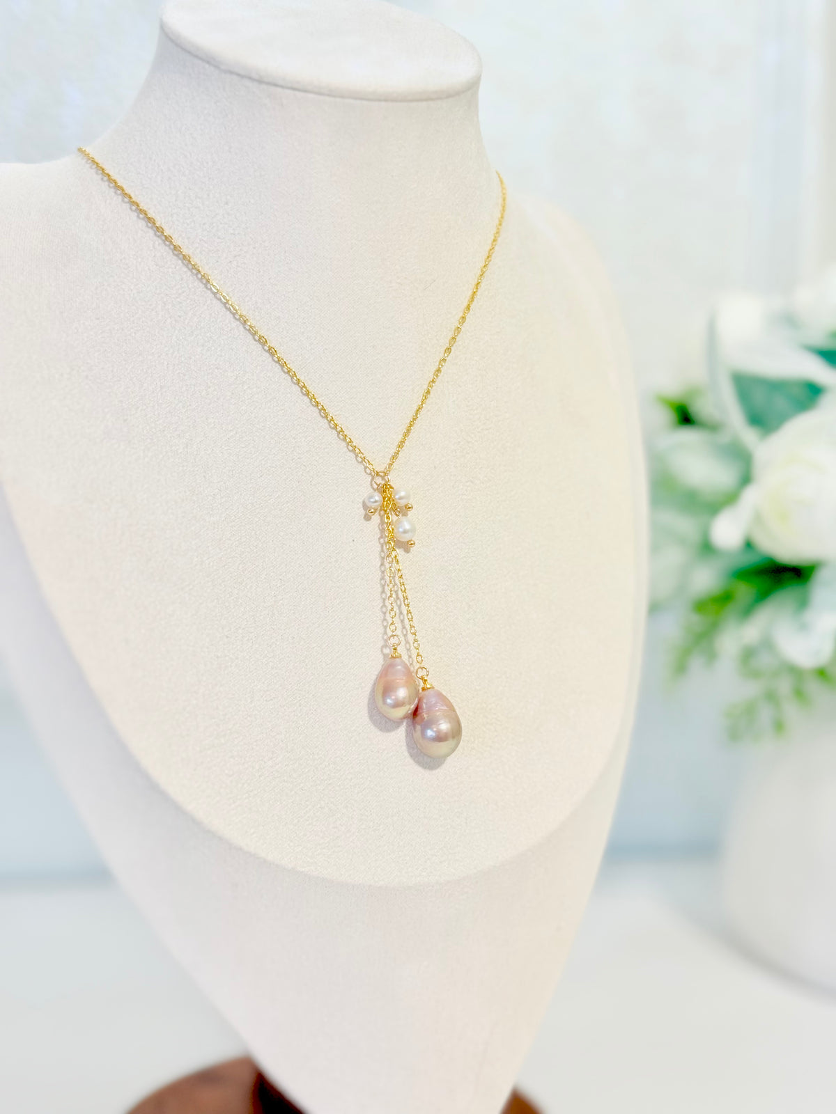 Iridescent Baroque Drop Pearls