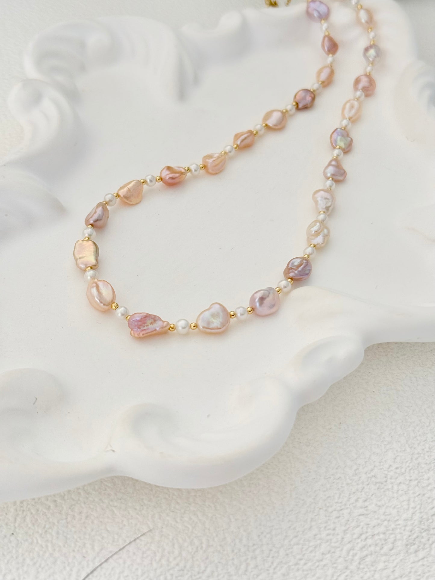Peach Bloom Keshi Pearl Set