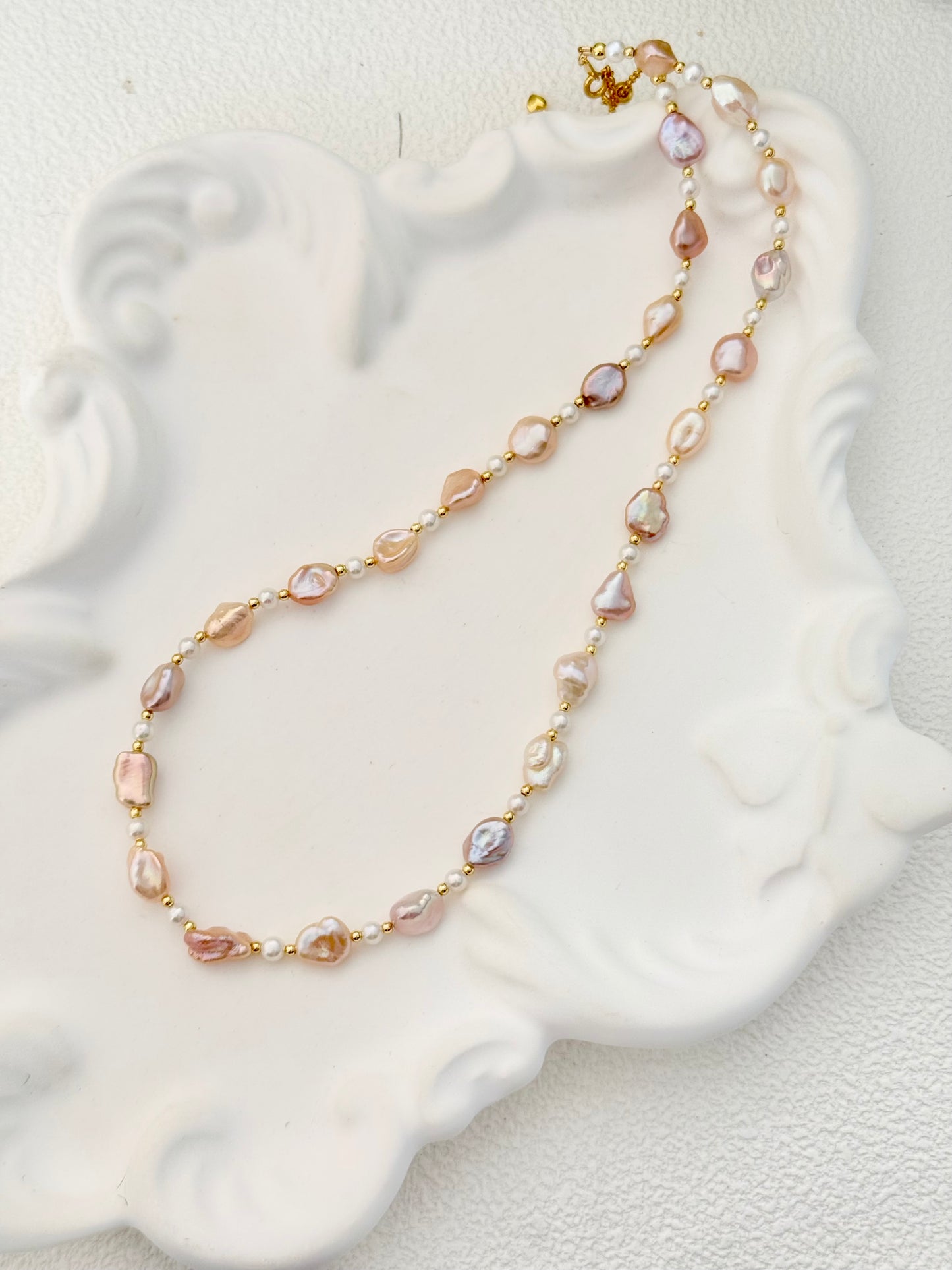 Peach Bloom Keshi Pearl Set