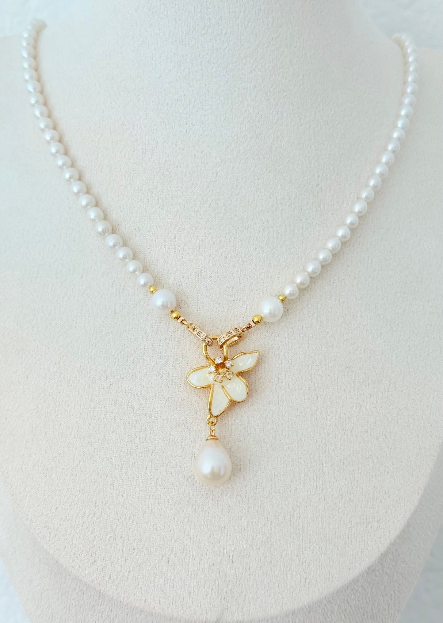 Plumeria Pearl necklace