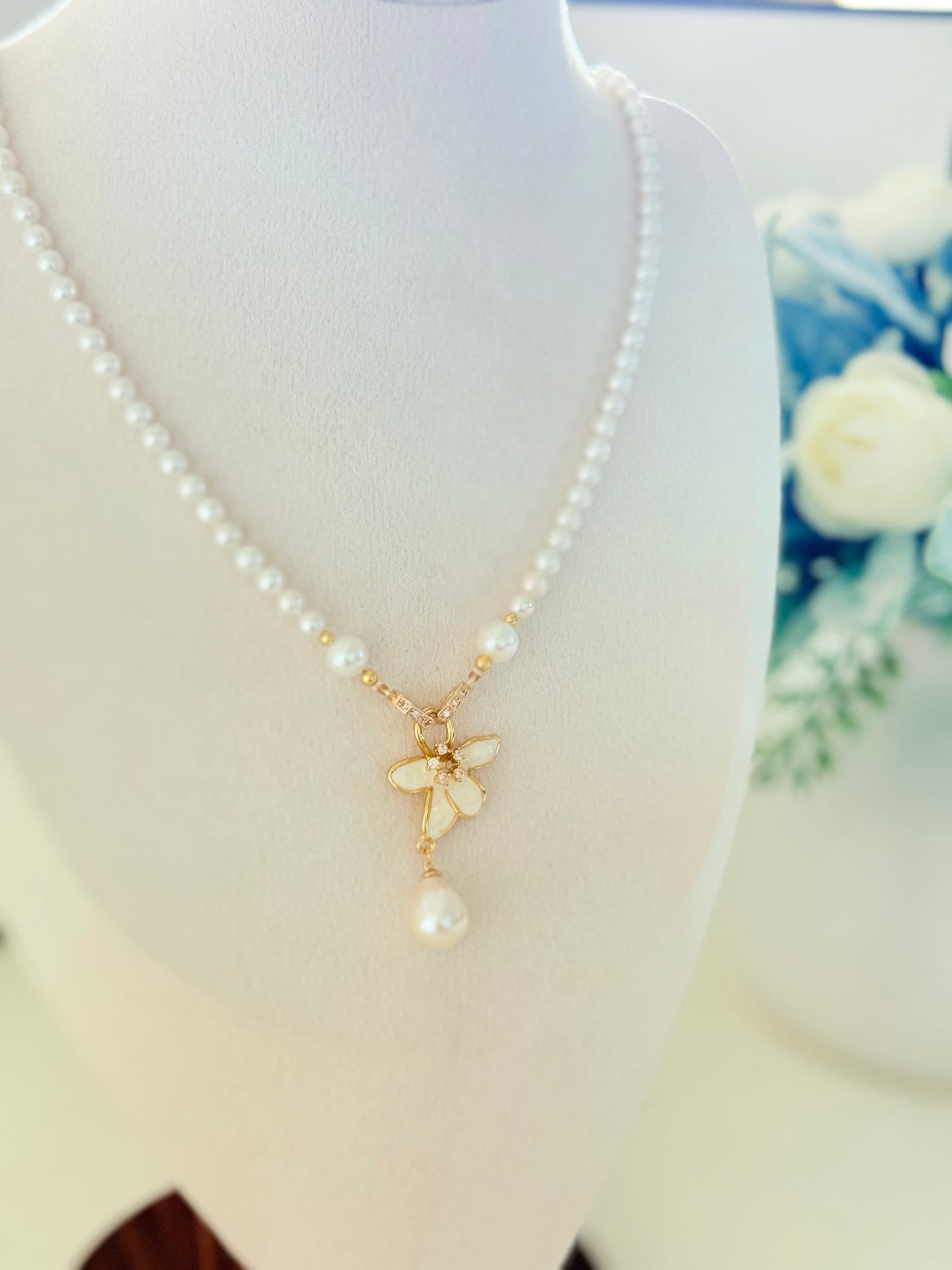 Plumeria Pearl necklace