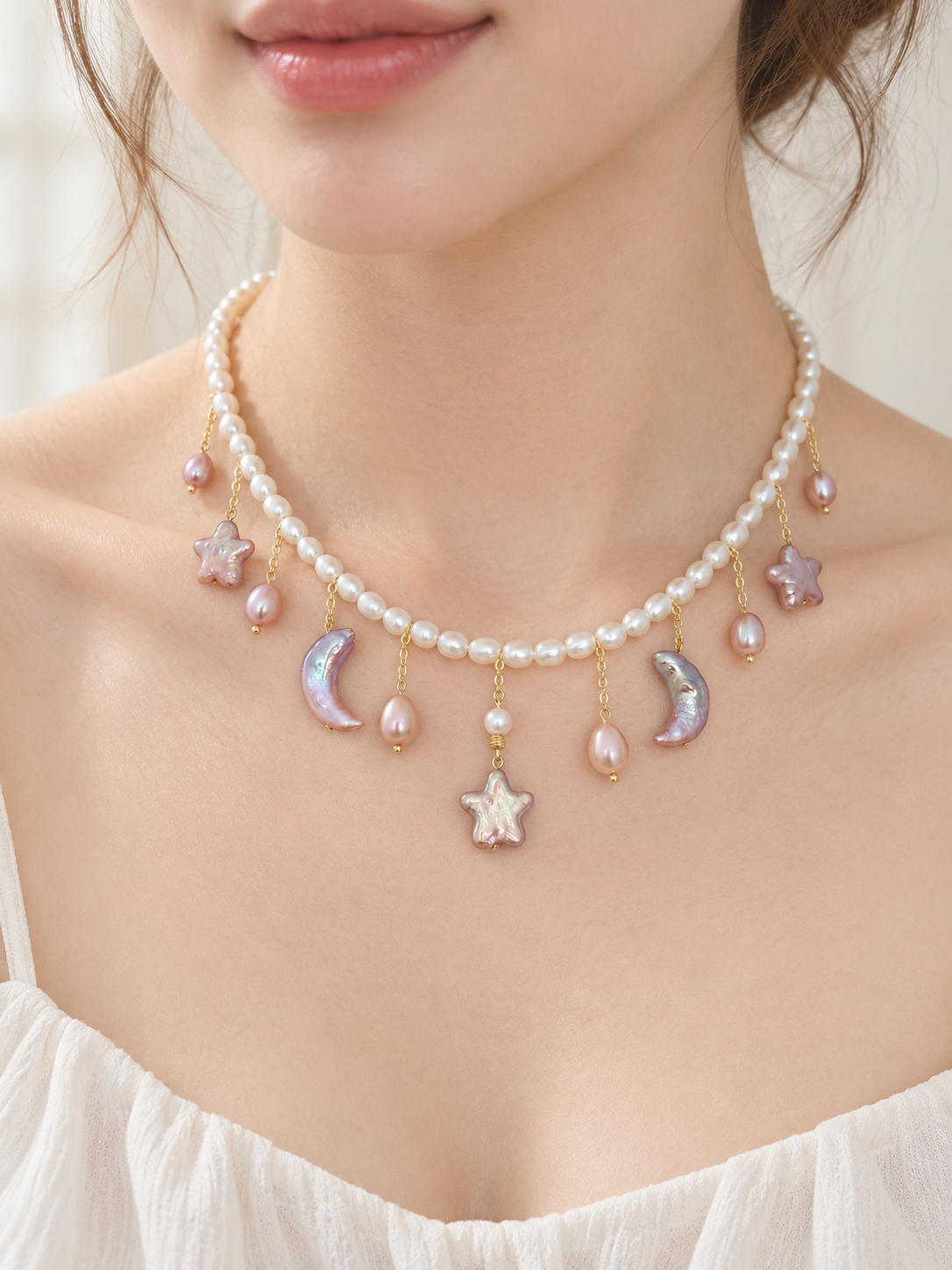 Celestial Charm Pearl Necklace