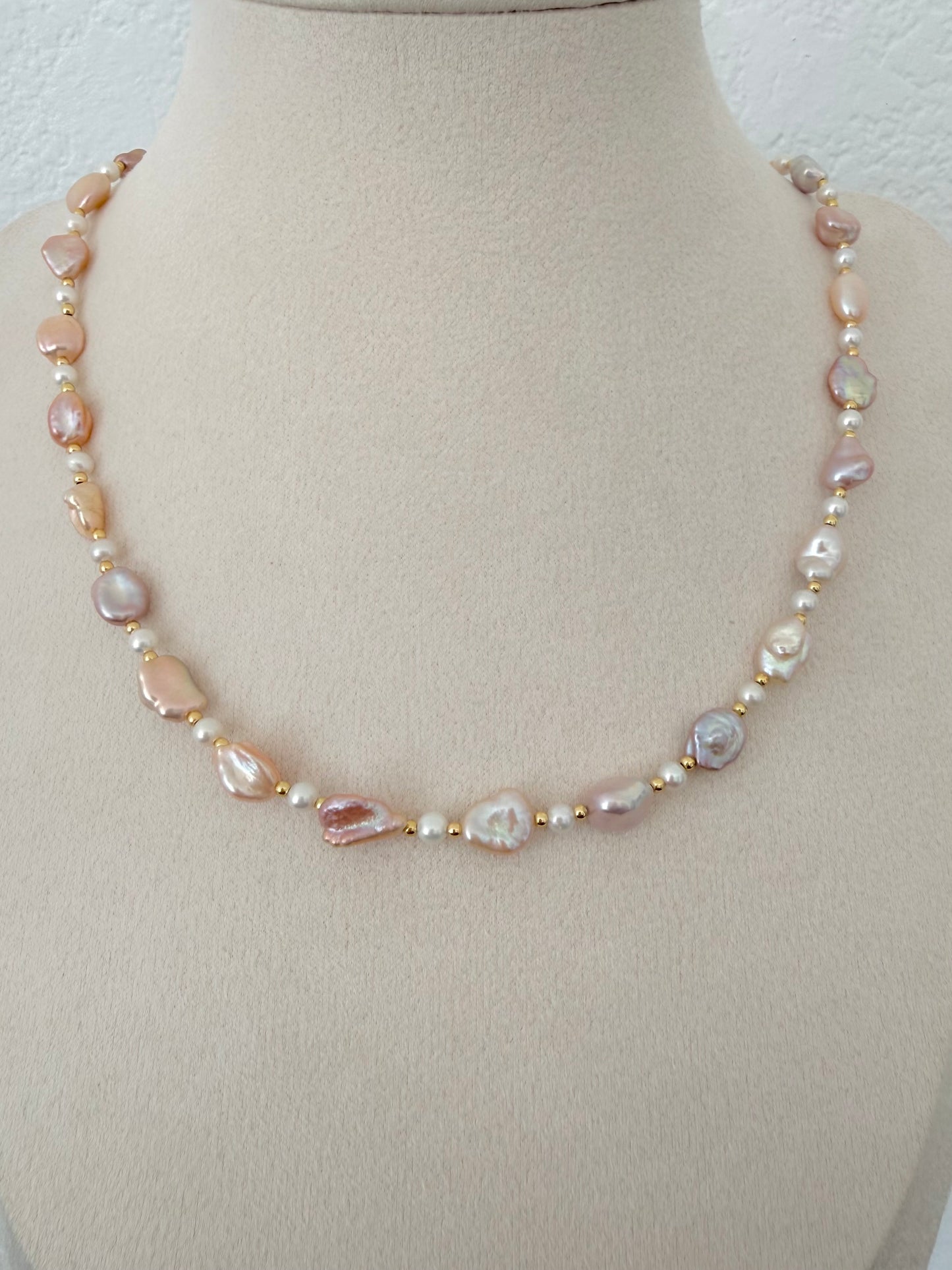 Peach Bloom Keshi Pearl Set